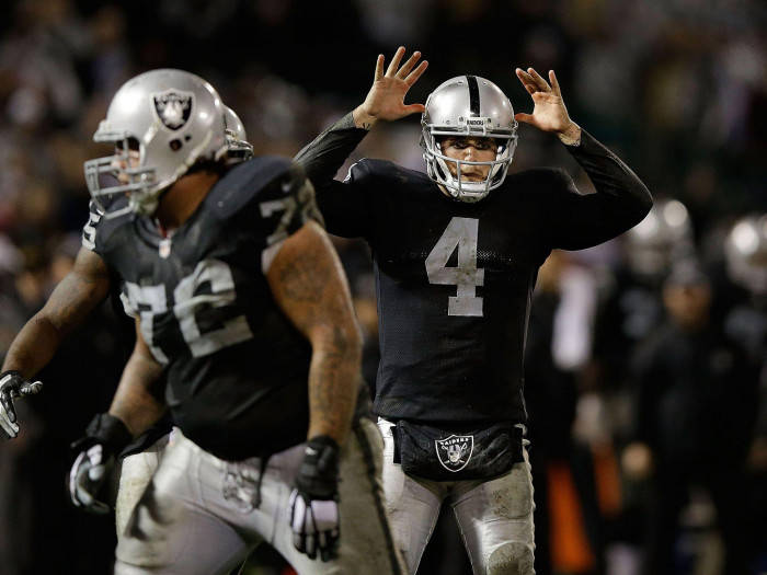 Derek Carr Strikes A Pose Background