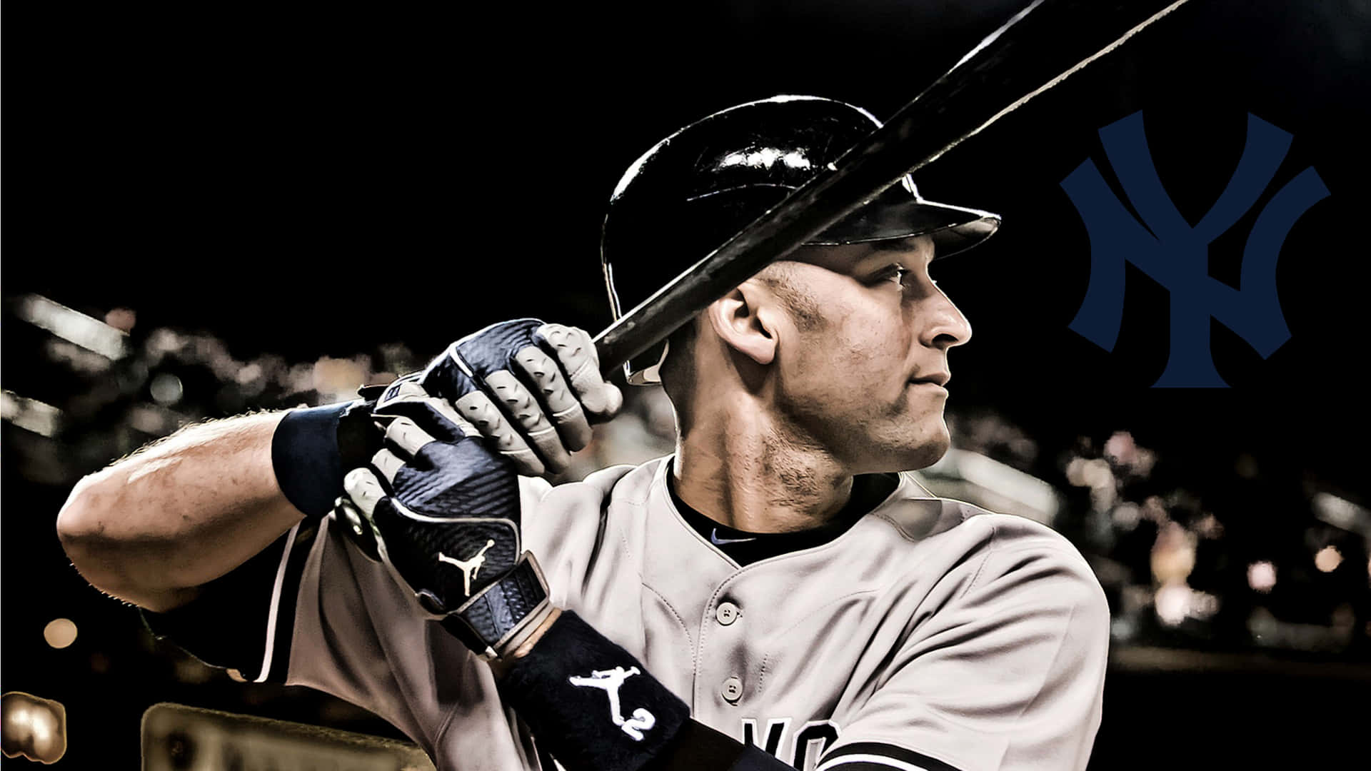 Derek Jeter Preparing To Swing Background