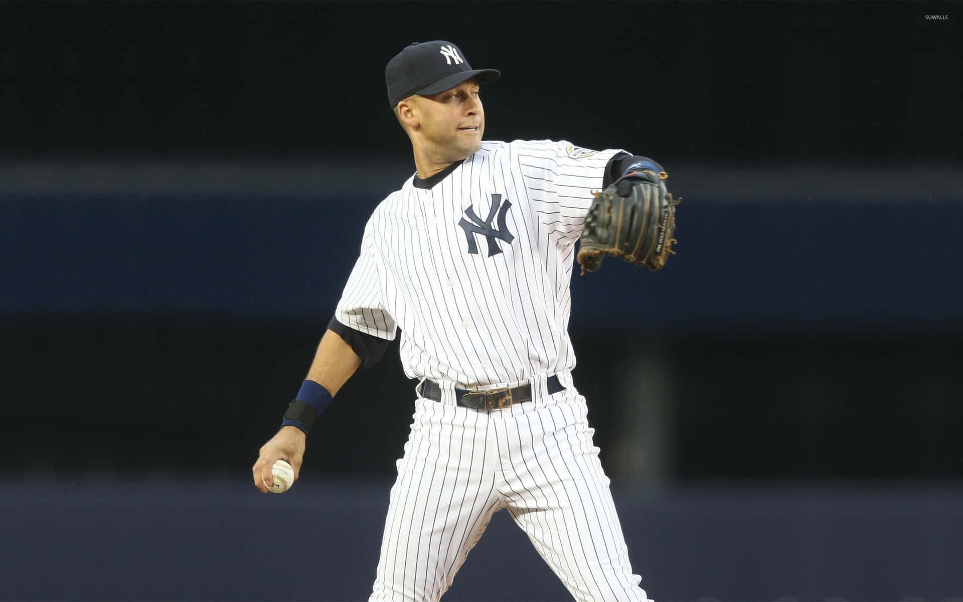 Derek Jeter Preparing To Throw Background