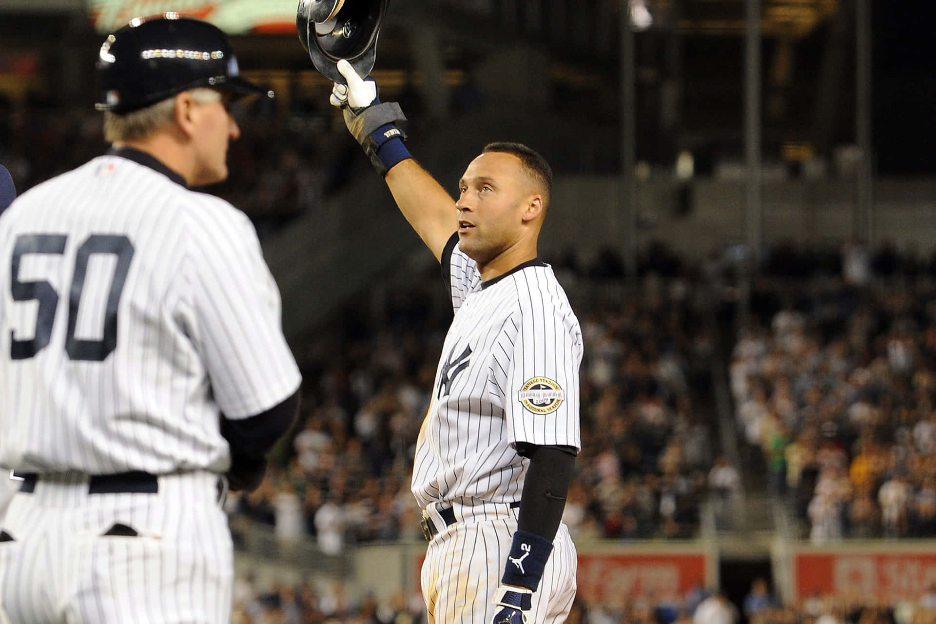 Derek Jeter Raising His Helmet Background