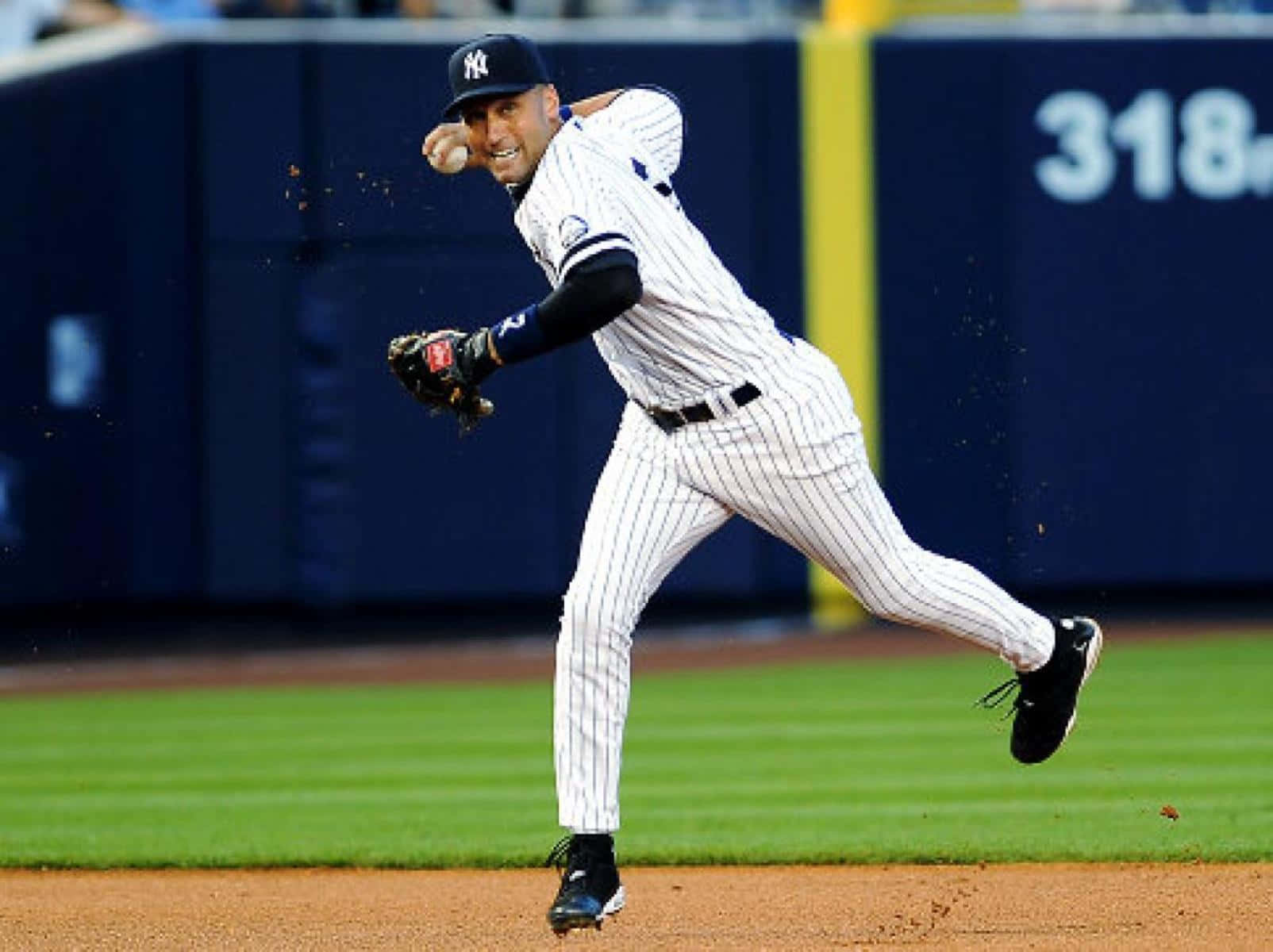 Derek Jeter Returning The Ball Background