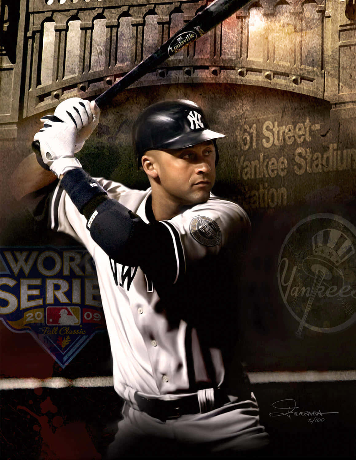 Derek Jeter With Related Logos Background