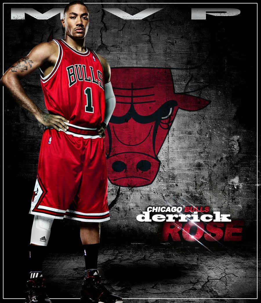 Derrick Rose Dominating On The Court Background