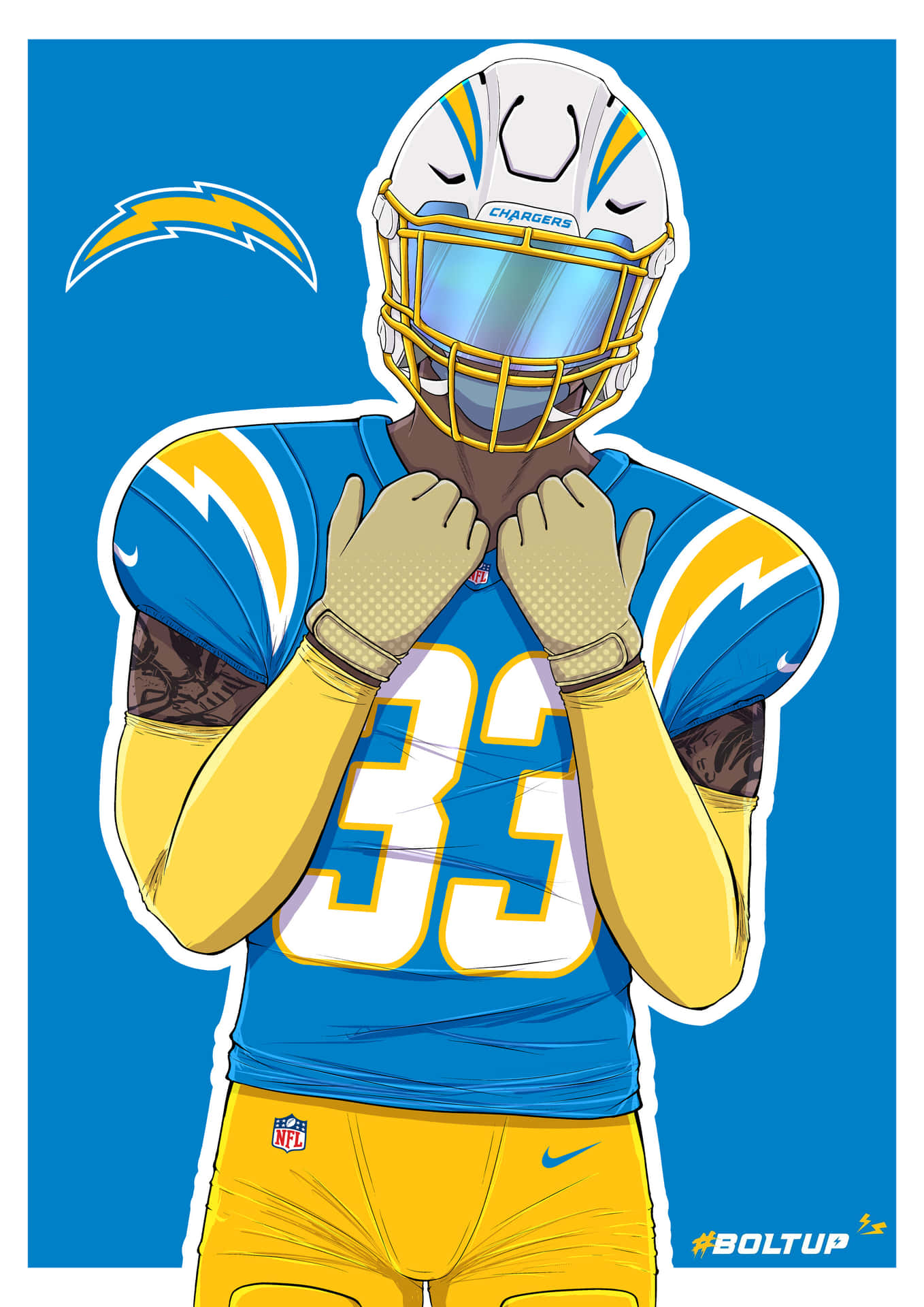 Derwin James Fanart Drawing Los Angeles Chargers Background