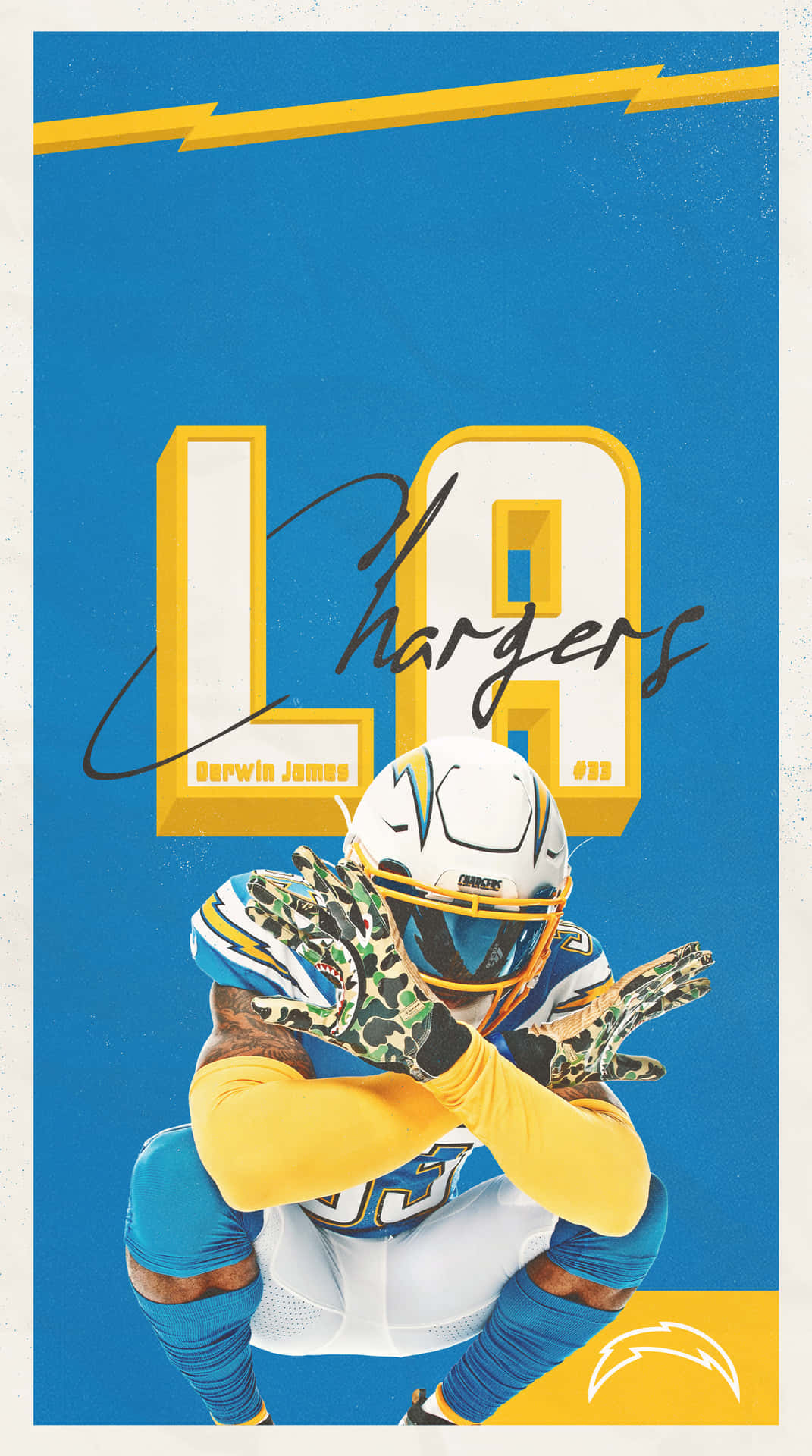 Derwin James Graphic Art Poster Los Angeles Chargers Background