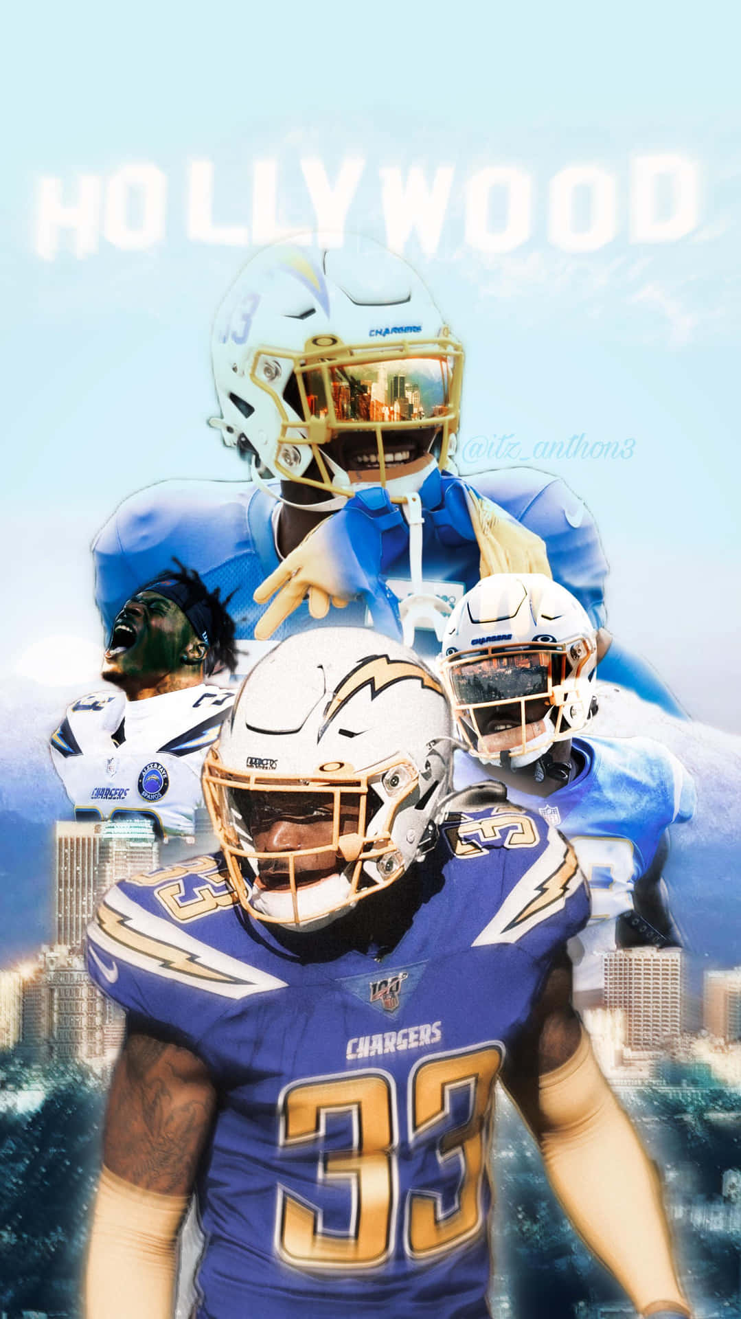 Derwin James Hollywood Poster Los Angeles Chargers Background
