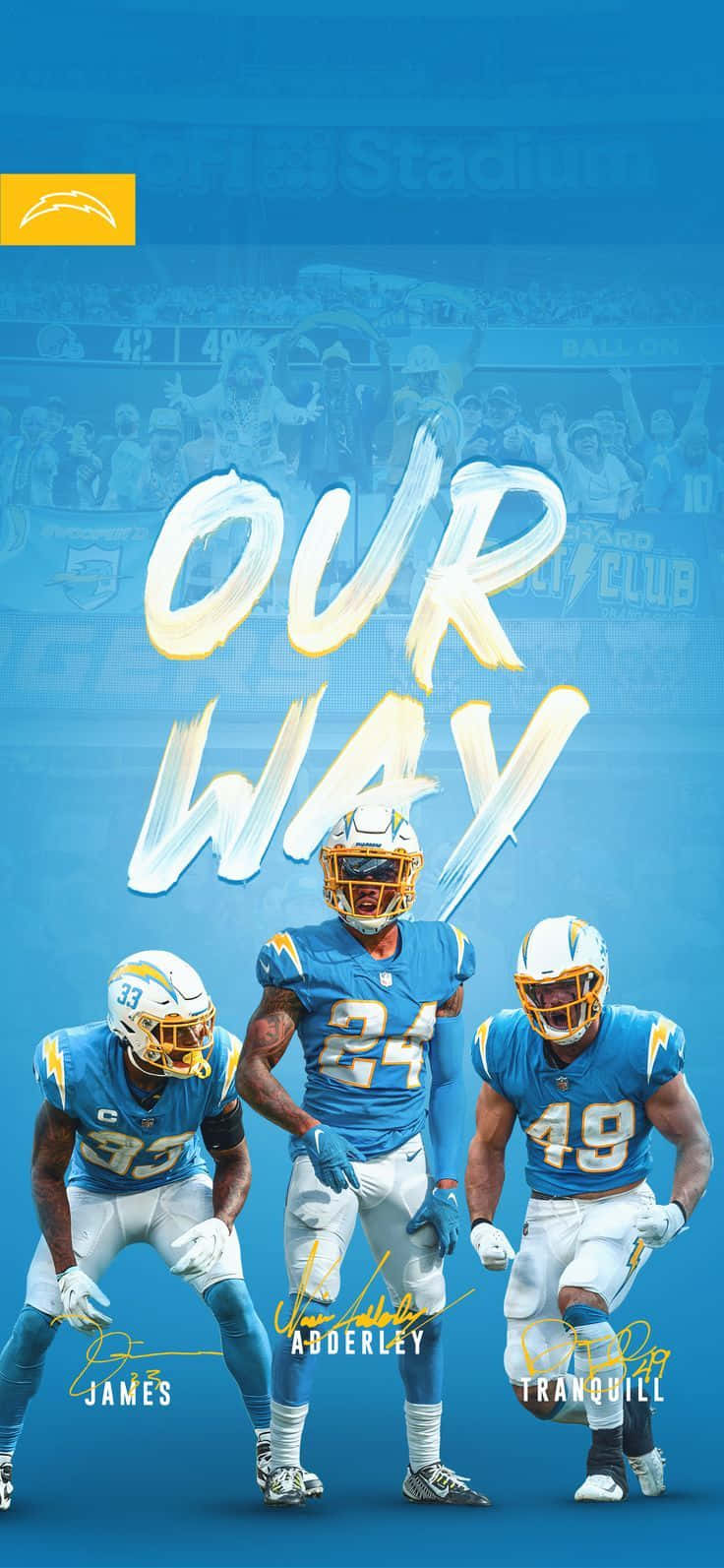 Derwin James Our Way Poster Los Angeles Chargers Background