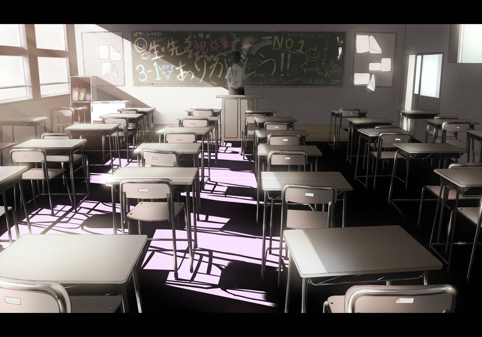 Desaturated Anime Classroom