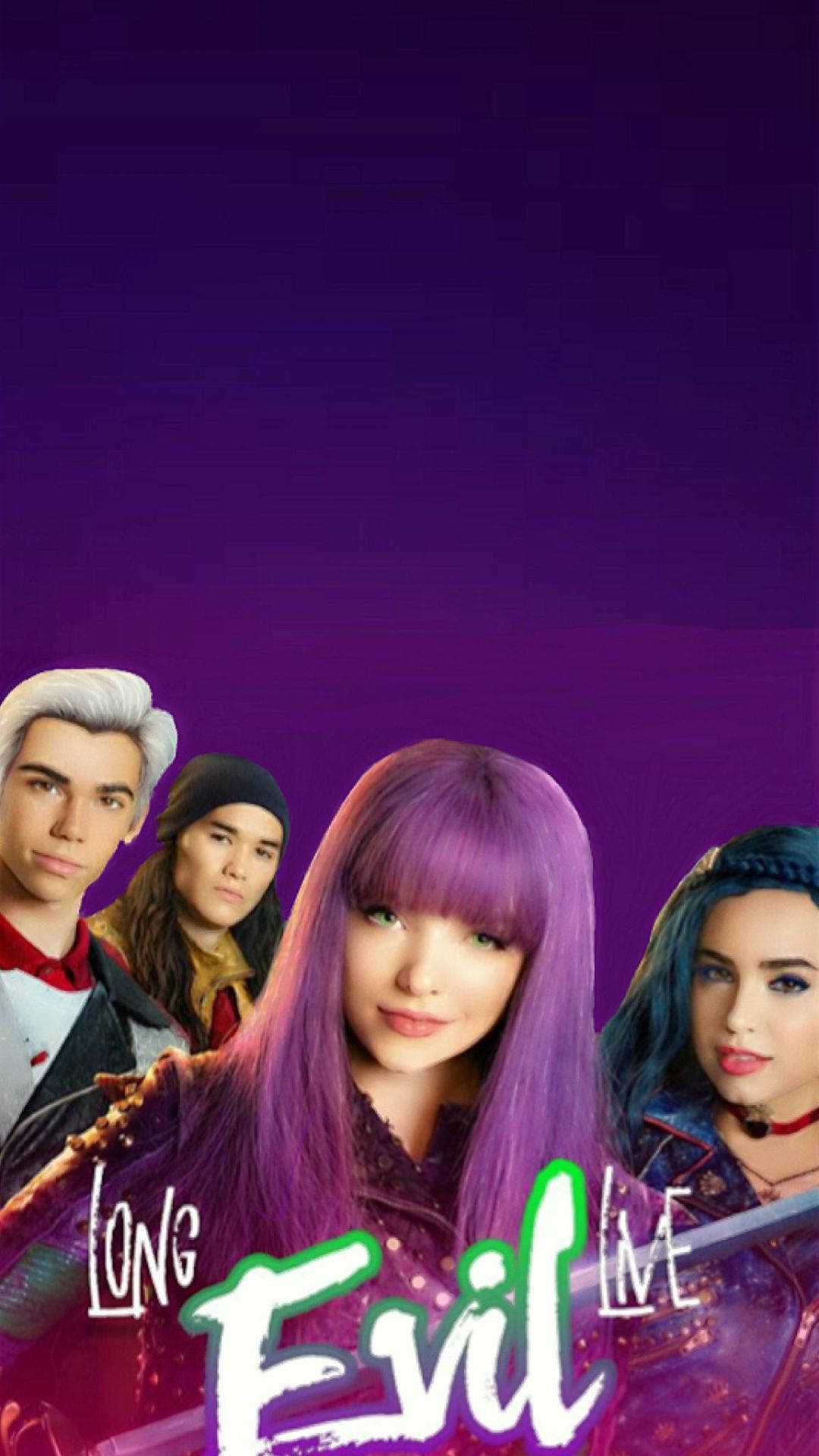 Descendants 2 Characters On Violet Background Background