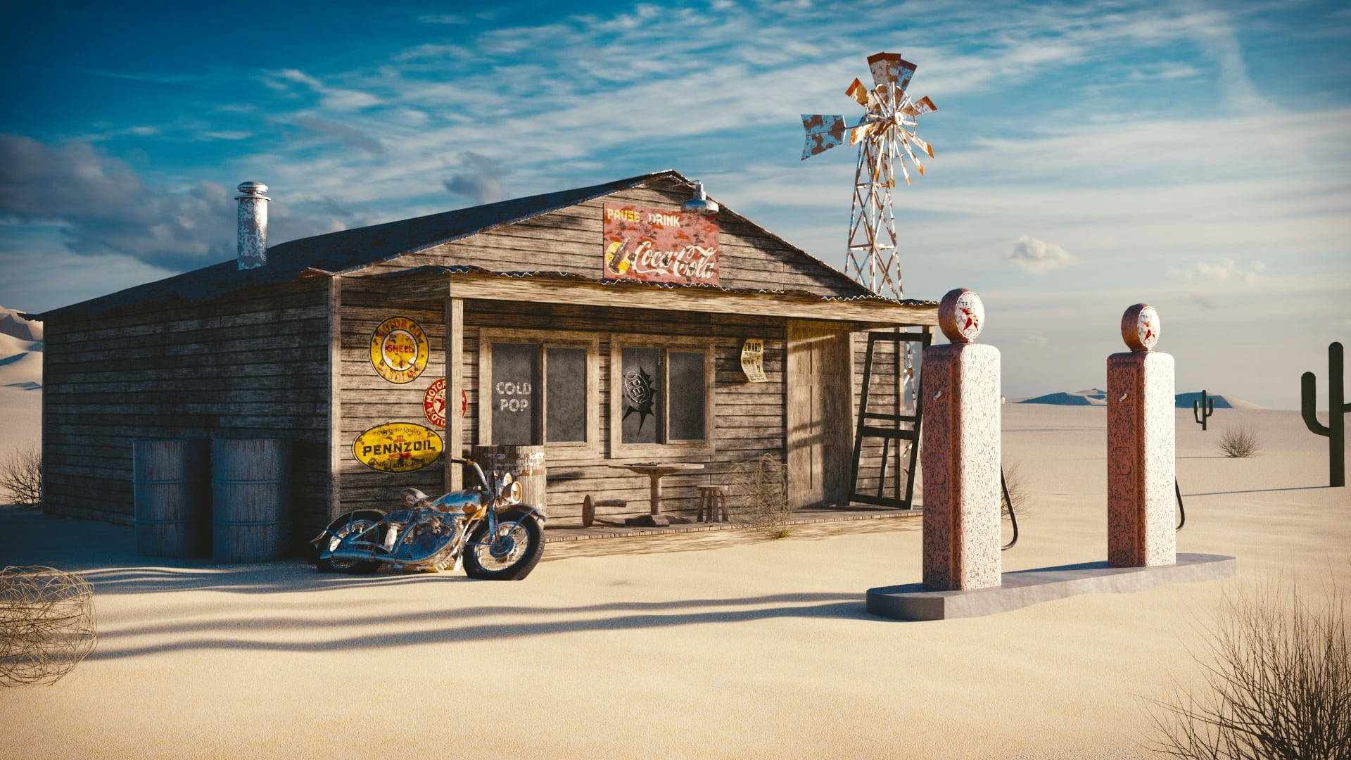 Desert Gas Station Background
