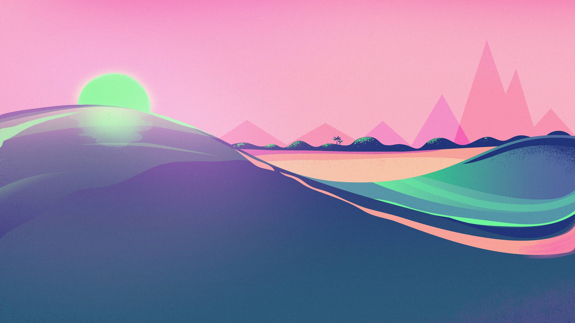 Desert Sun Blue-pink Illustration Background