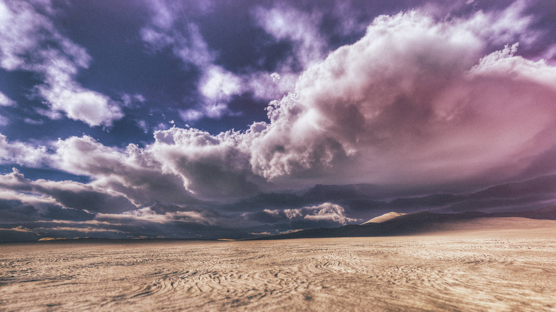 Desert Under Dense Clouds Background
