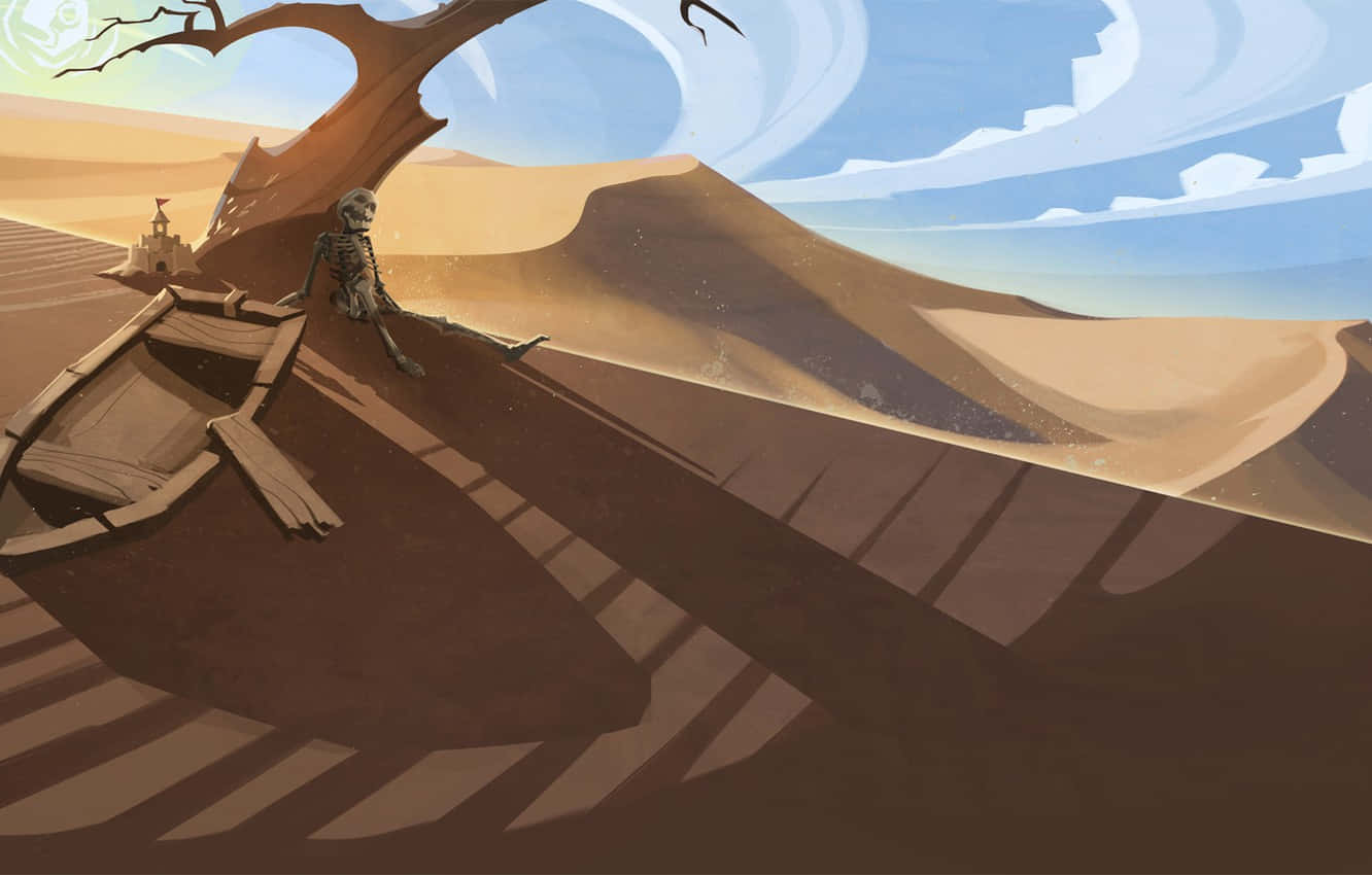 Deserted Skeletonand Shipwreck Background