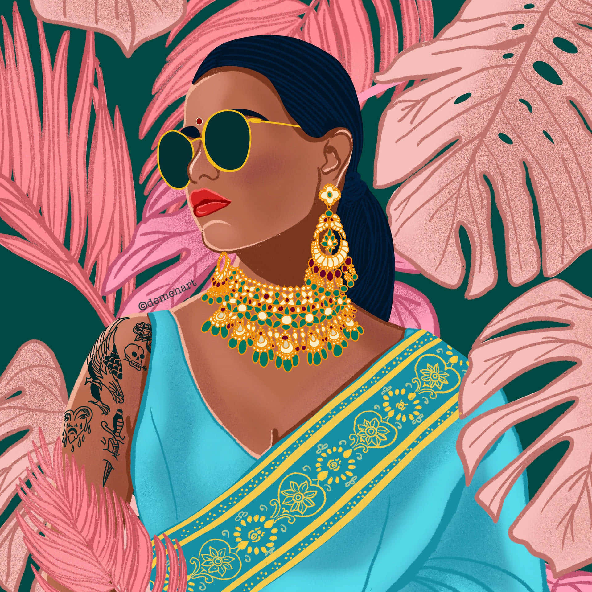 Desi Aesthetic Indian Woman Digital Painting