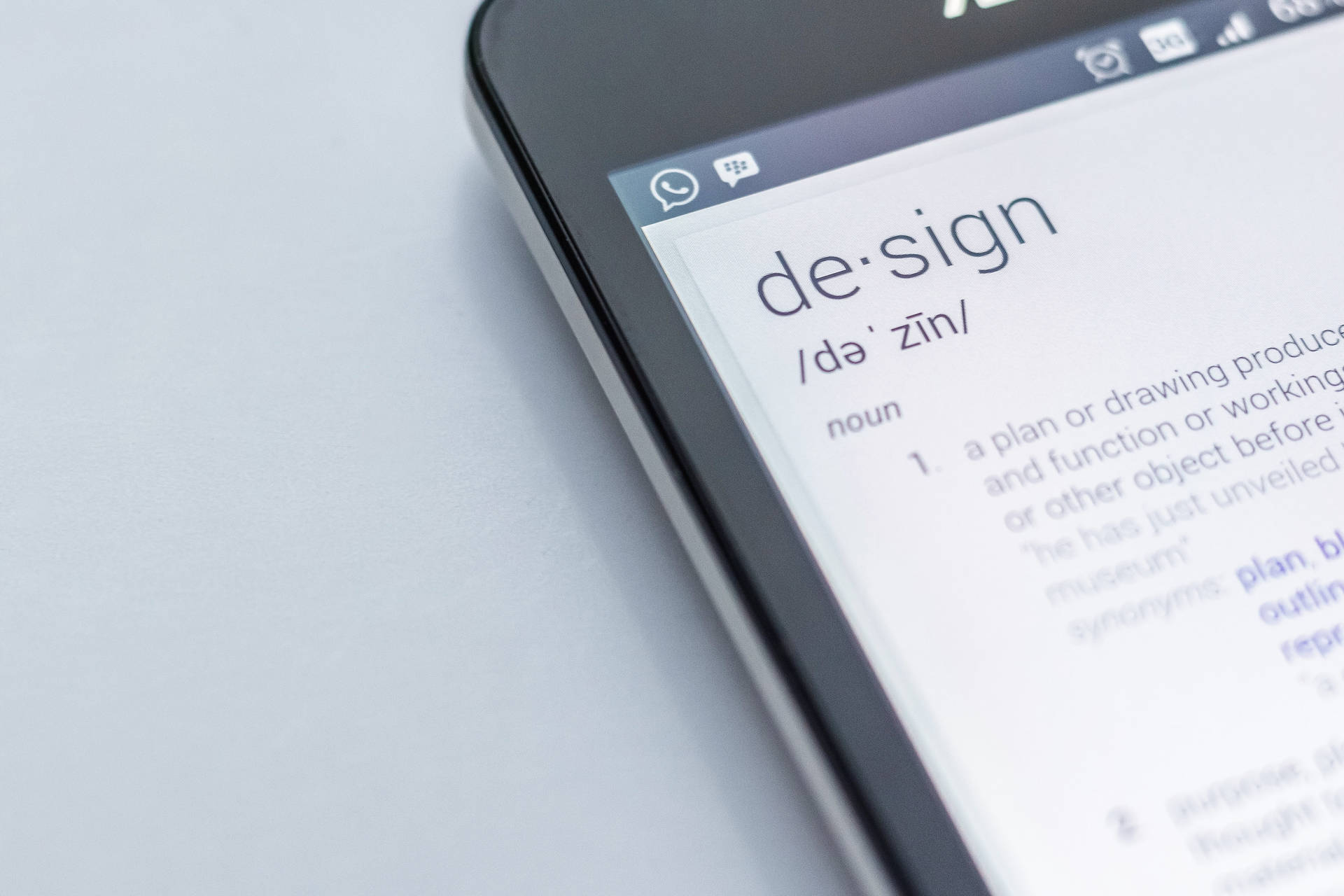 Design Meaning In Mobile Dictionary Background