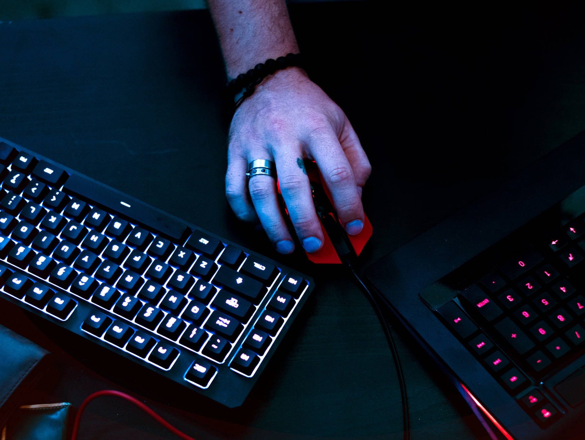 Desk Set Up Computer Keyboard Background