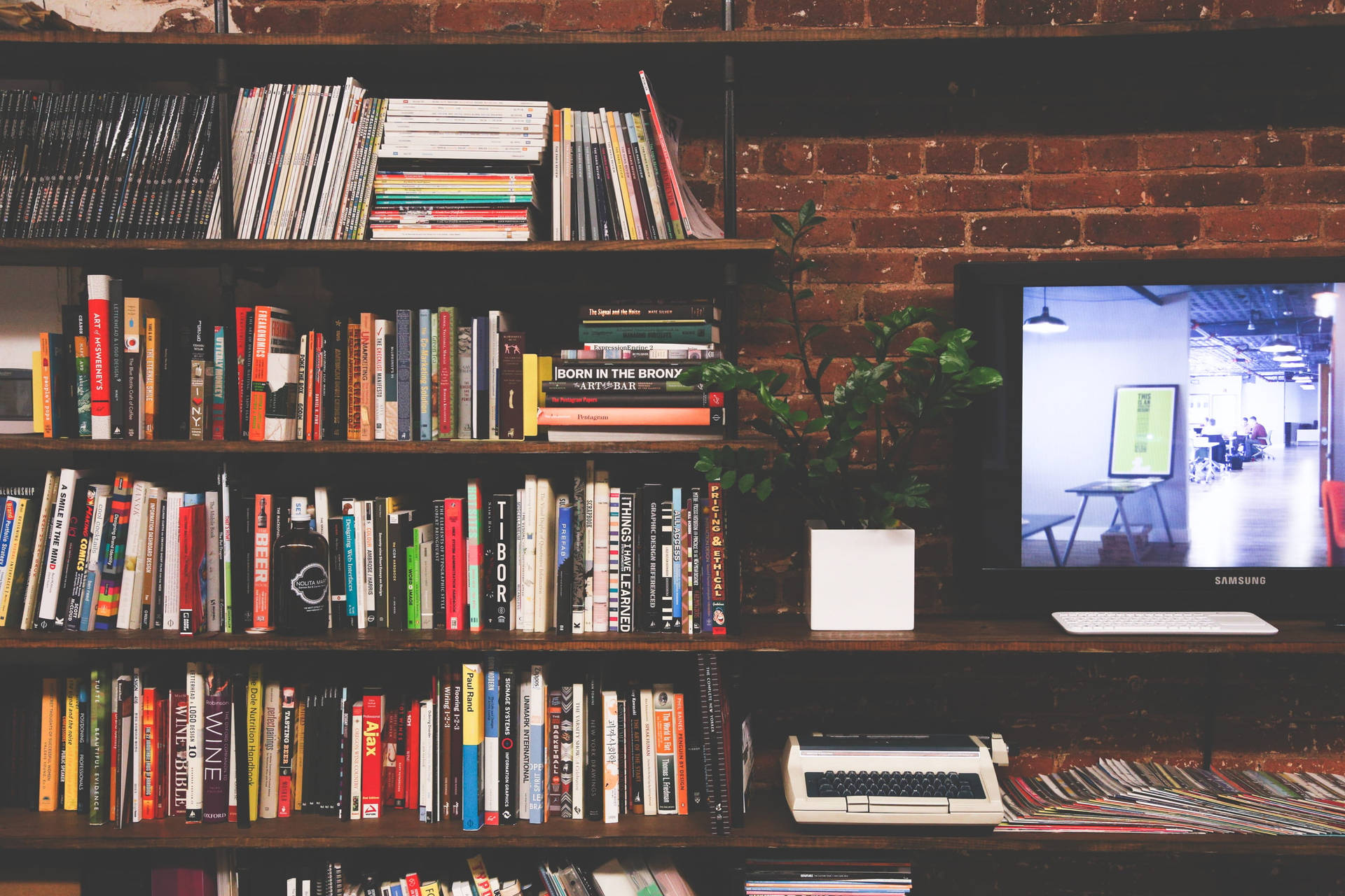 Desk With Fiction And Reference Books