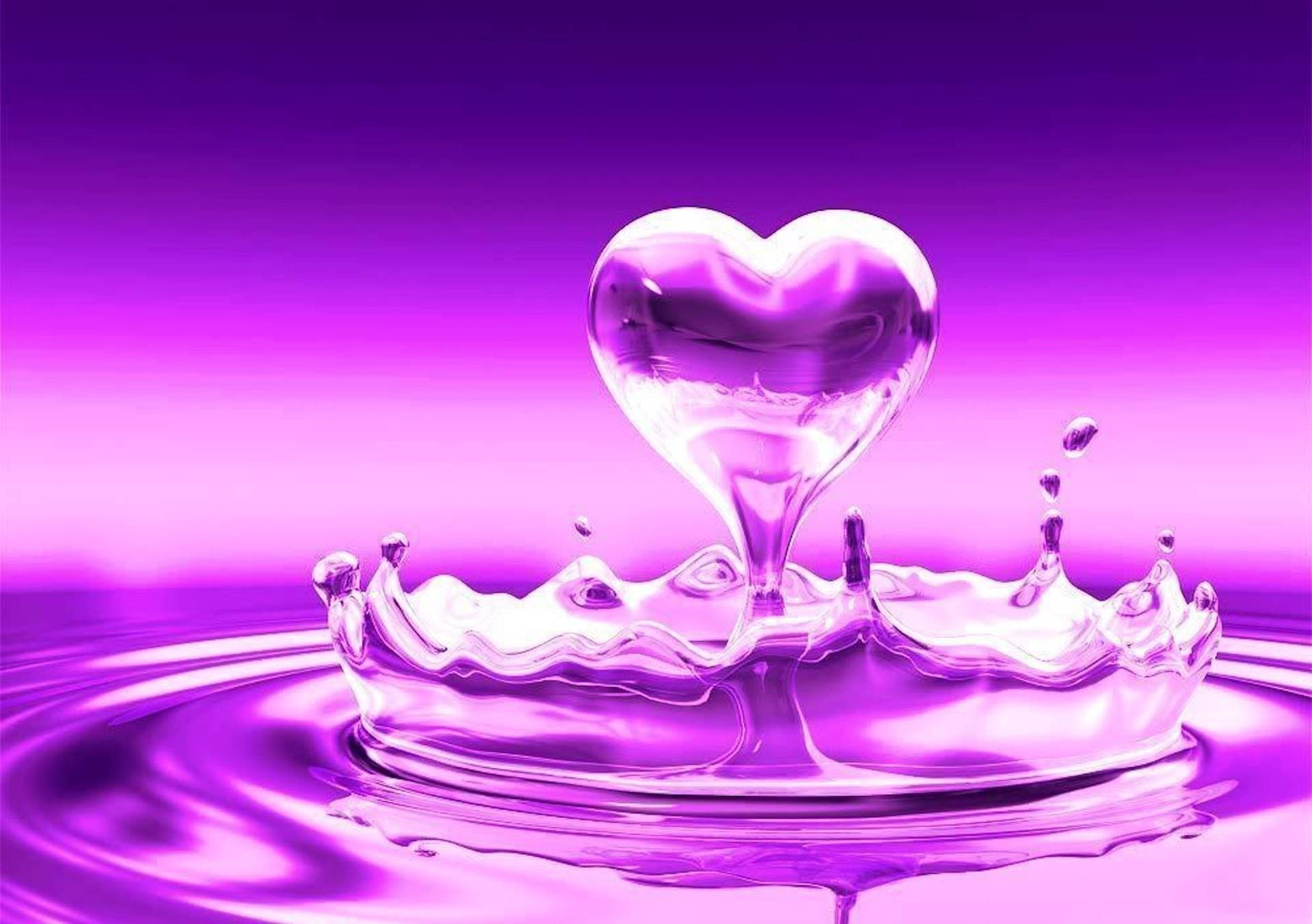 Desktop Wallpaper Water Purple Heart Ripple Effect