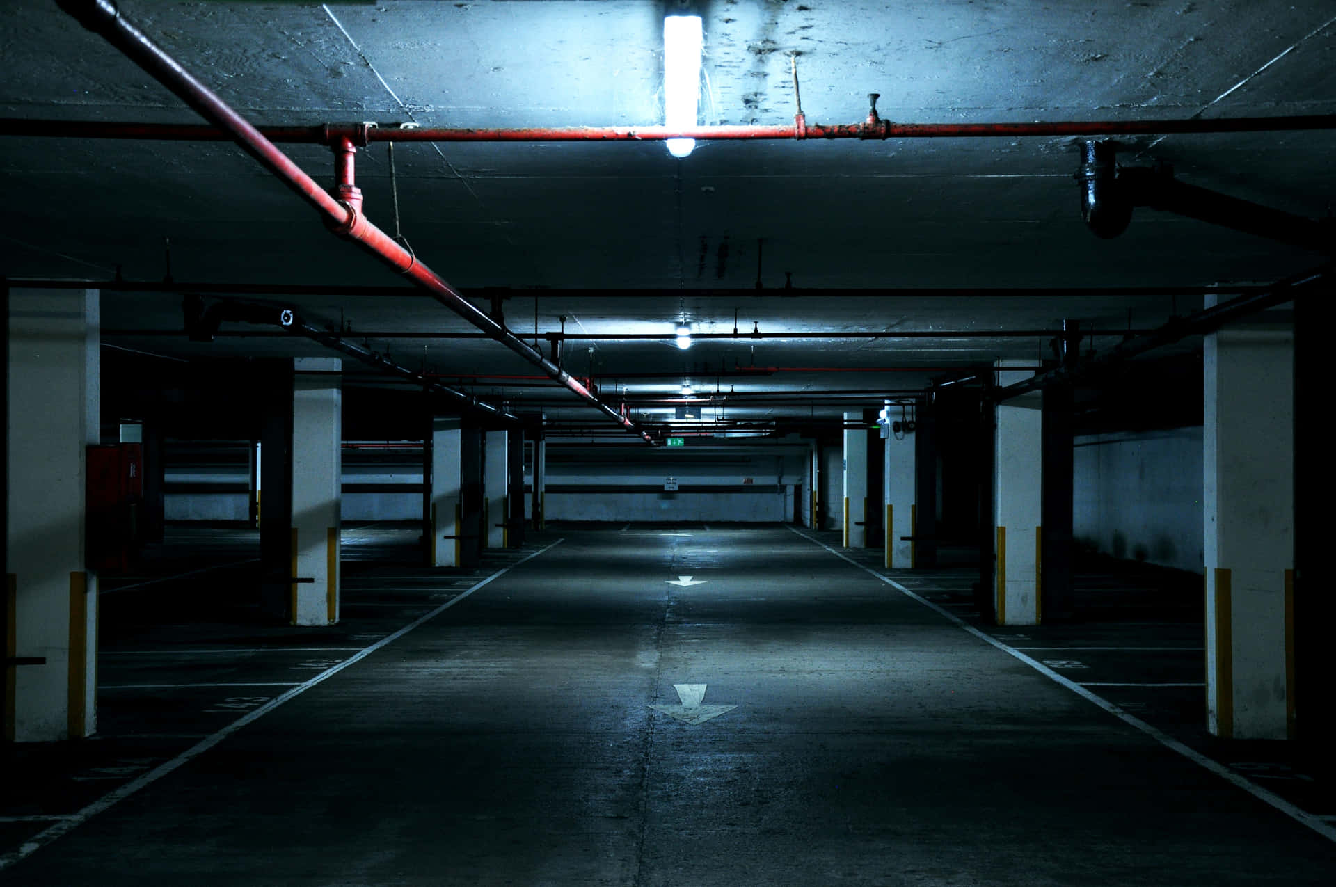 Desolate Dark Building Parking Lot