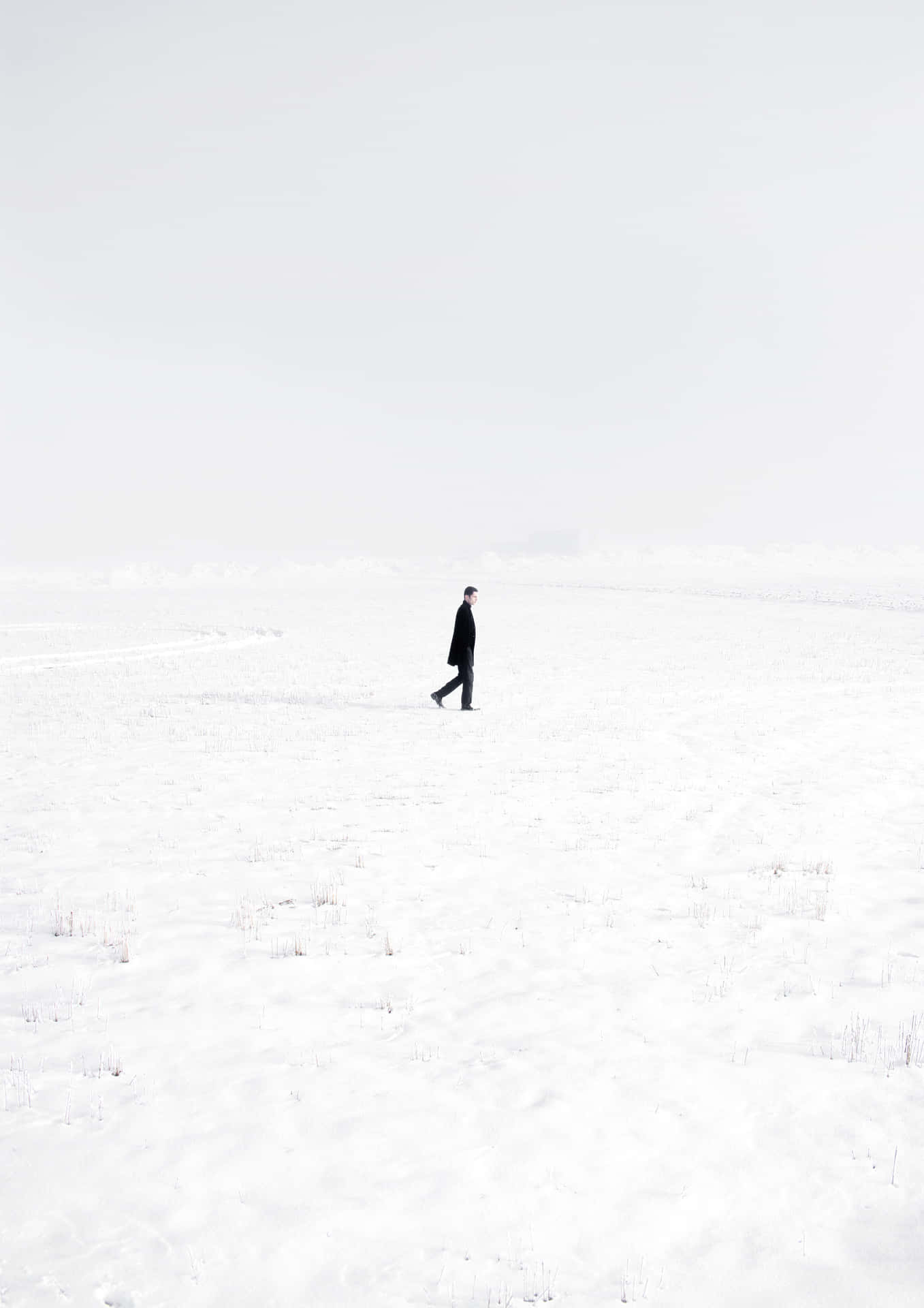 Desolate Snow Land Portrait Lonely Man