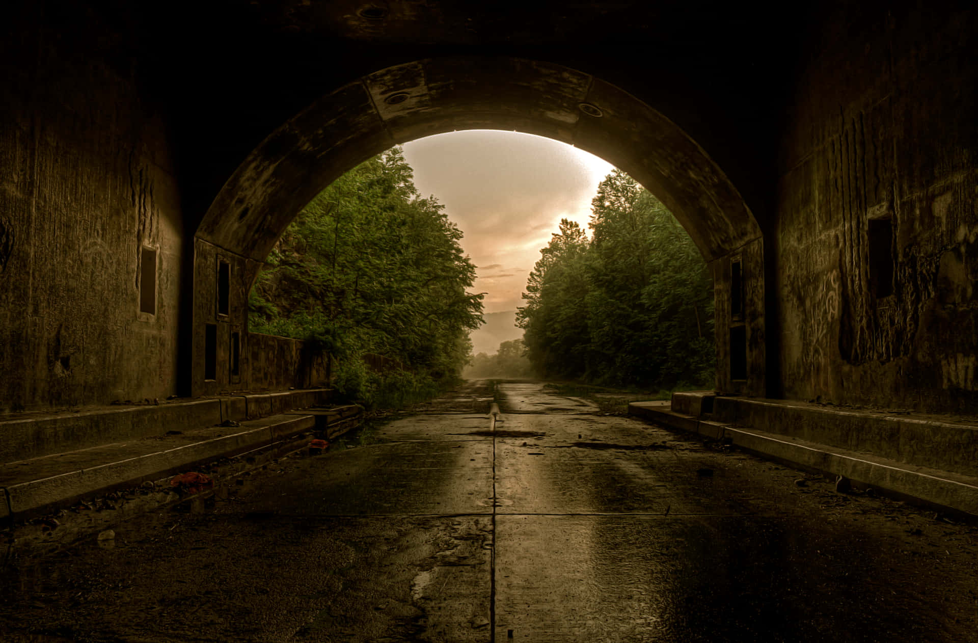 Desolate Under Tunnel Passage Background