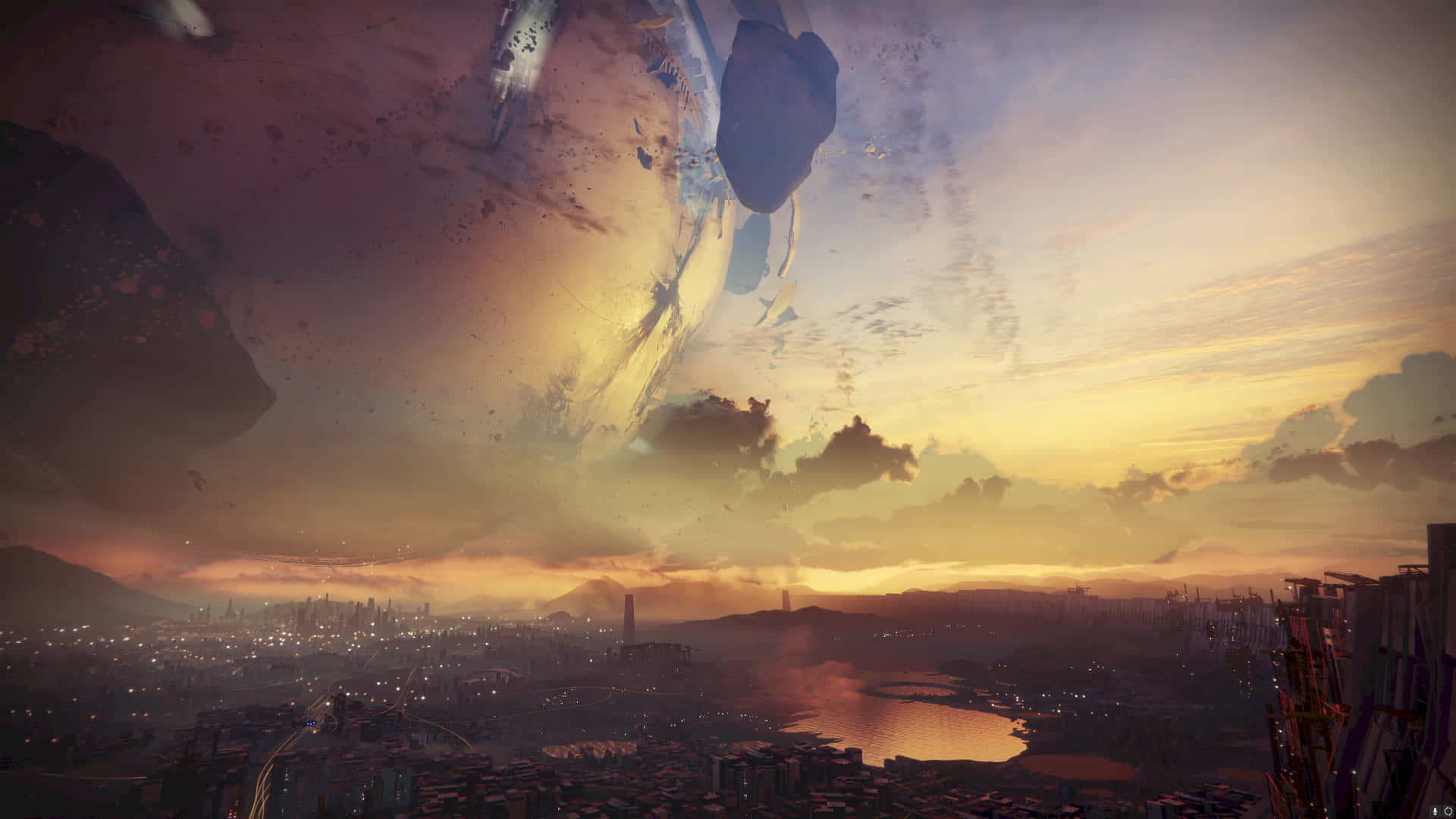 Destiny 2 4k Uhd With A Bustling City Background