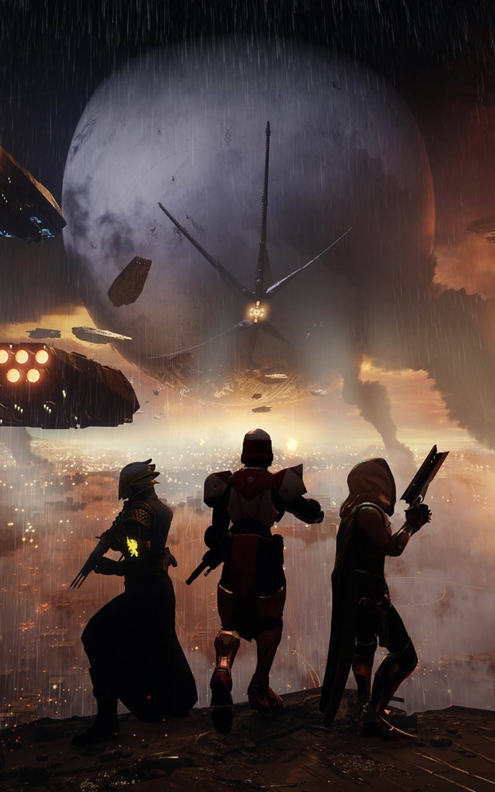 Destiny 2 - A Group Of People Standing In Front Of A Ship Background