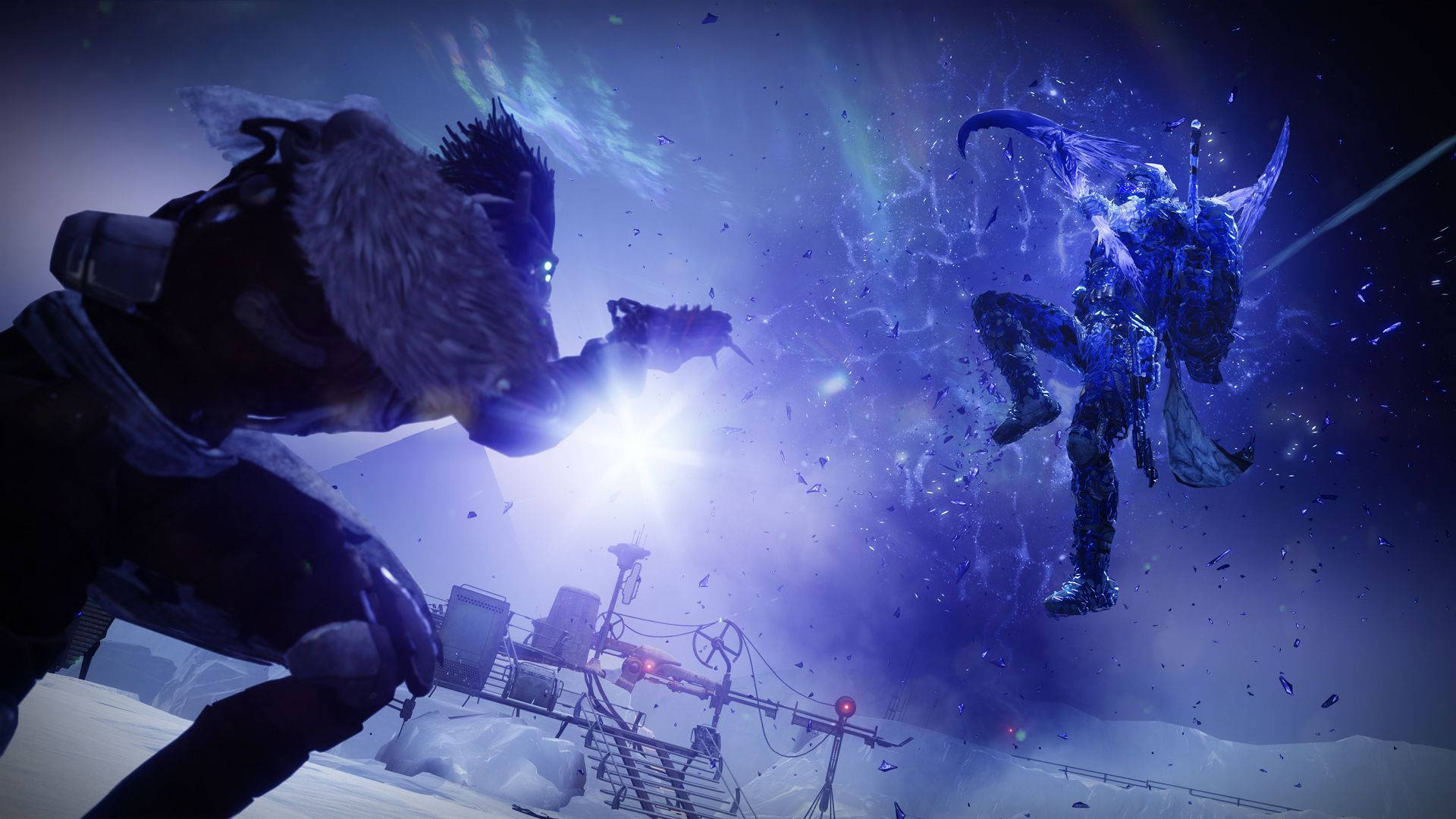 Destiny 2 Beyond Light Hunter In Battle Background