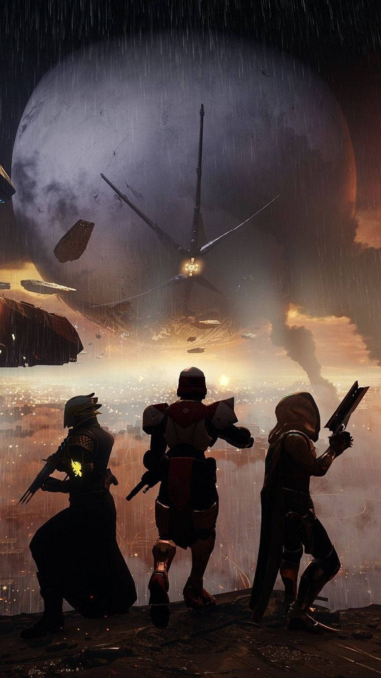 Destiny 2 Iphone Characters Silhouette Background