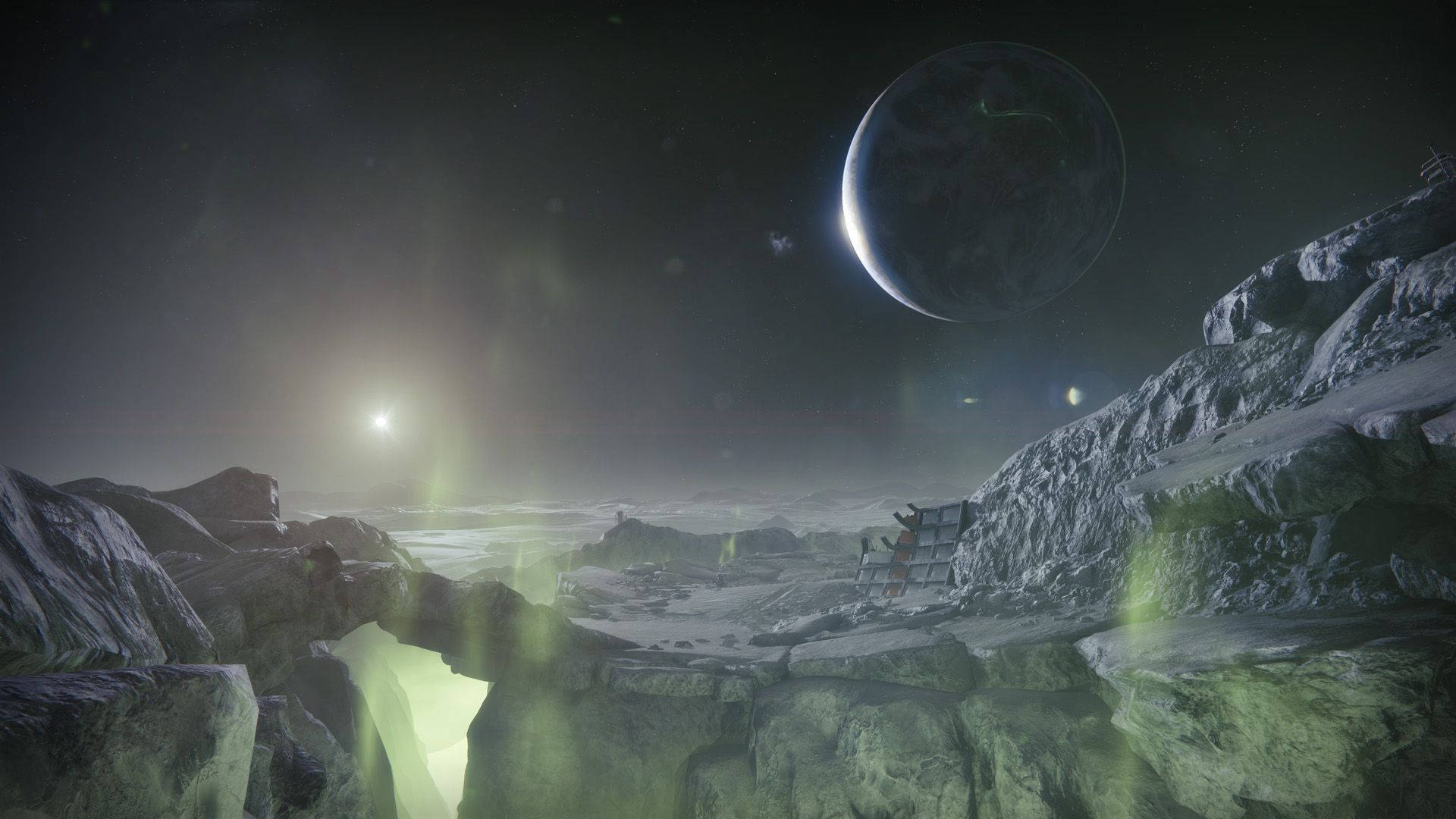 Destiny 2 Shadowkeep Mountain And Moon Background