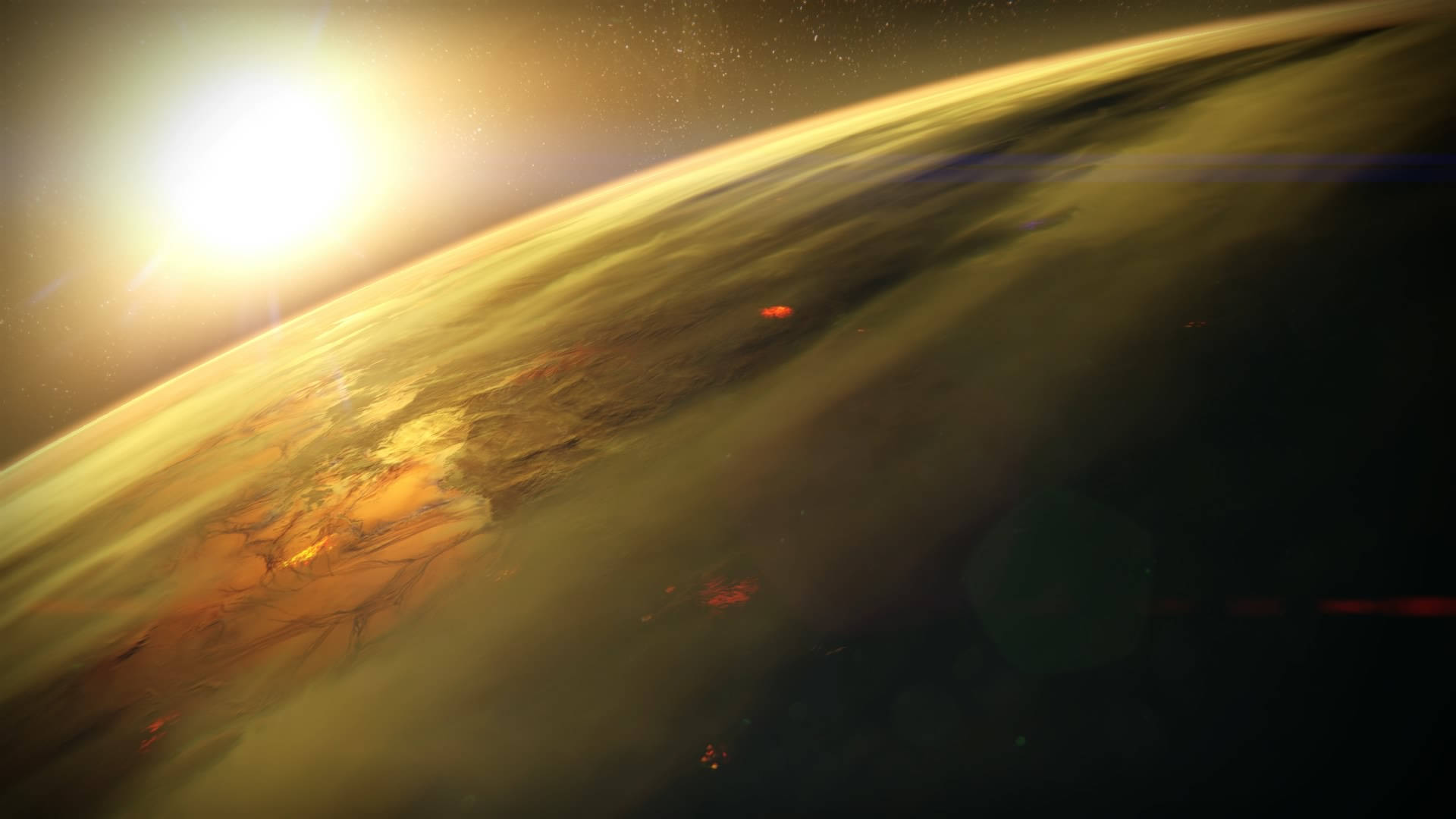 Destiny 4k Sun On Olive Planet Background