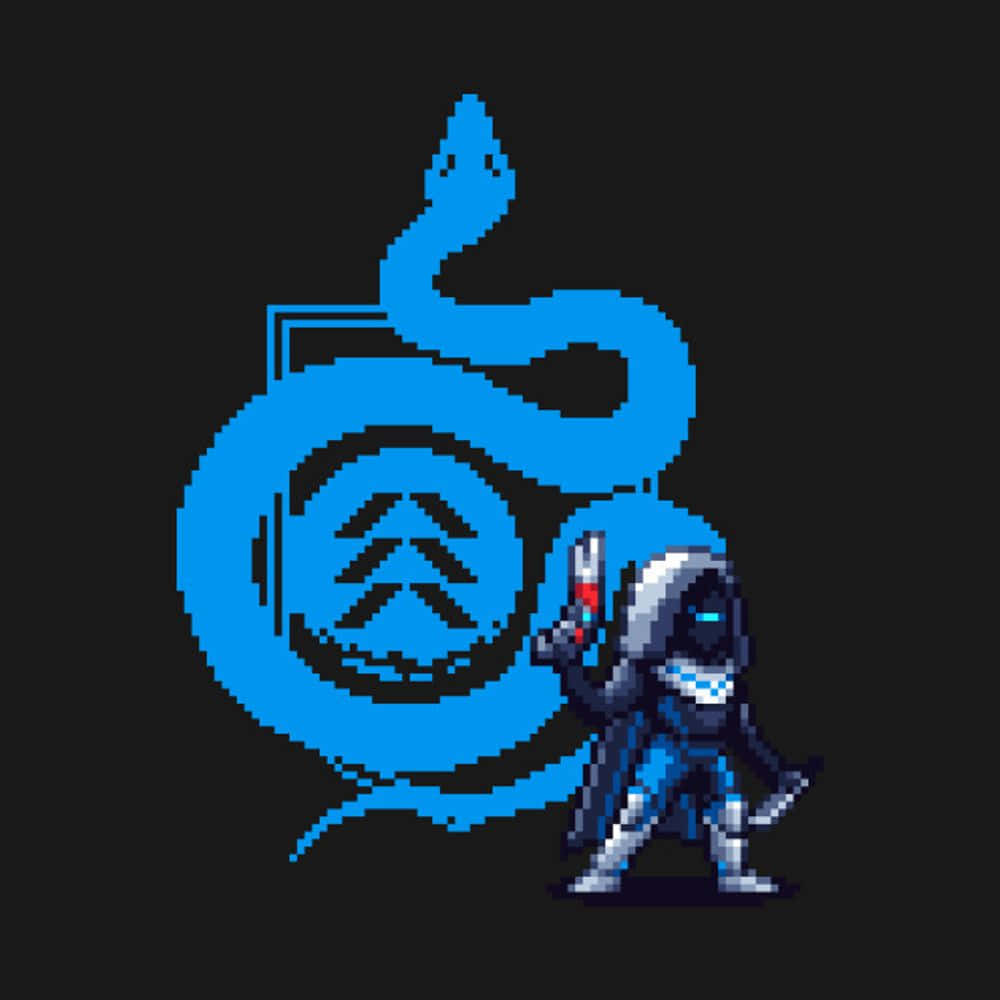Destiny Pixel Art Blue Snake Background
