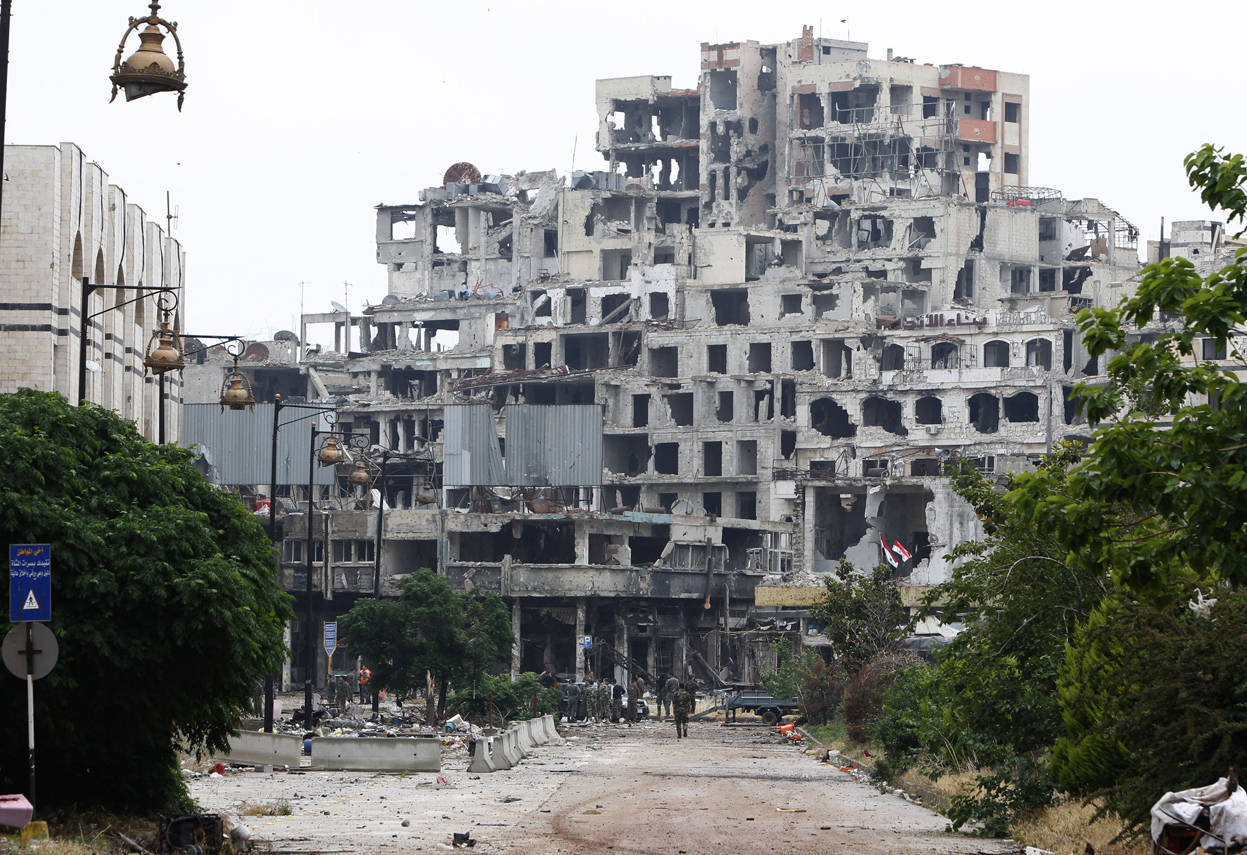 Destroyed Building In Syria Background