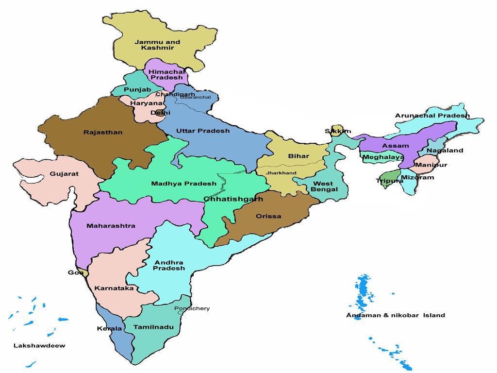 Detailed District Divisions Of India Map Background