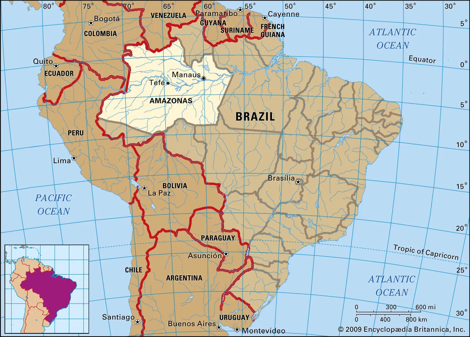 Detailed Map Of Amazonas, Brazil Background