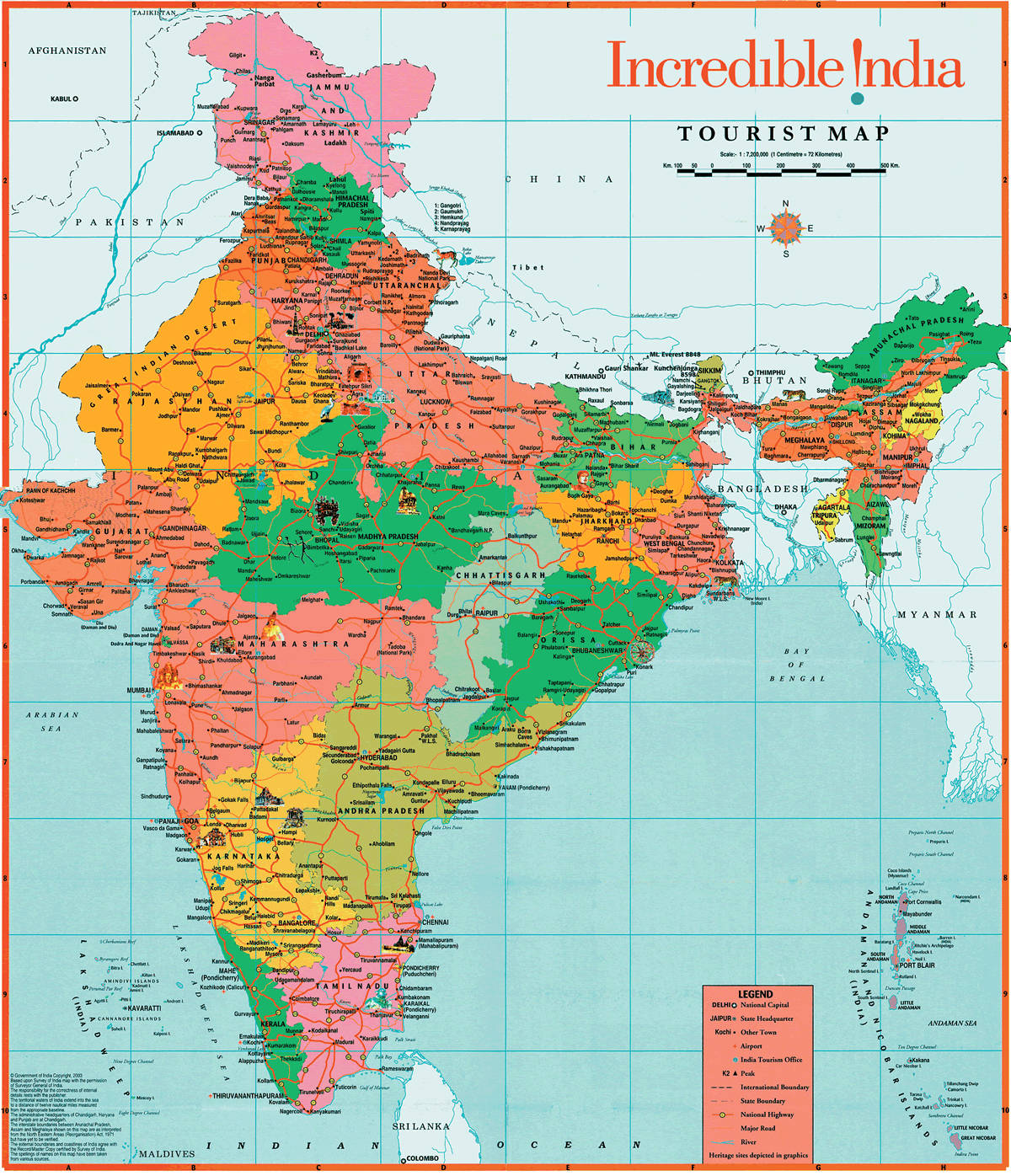 Detailed Map Of Incredible India Background