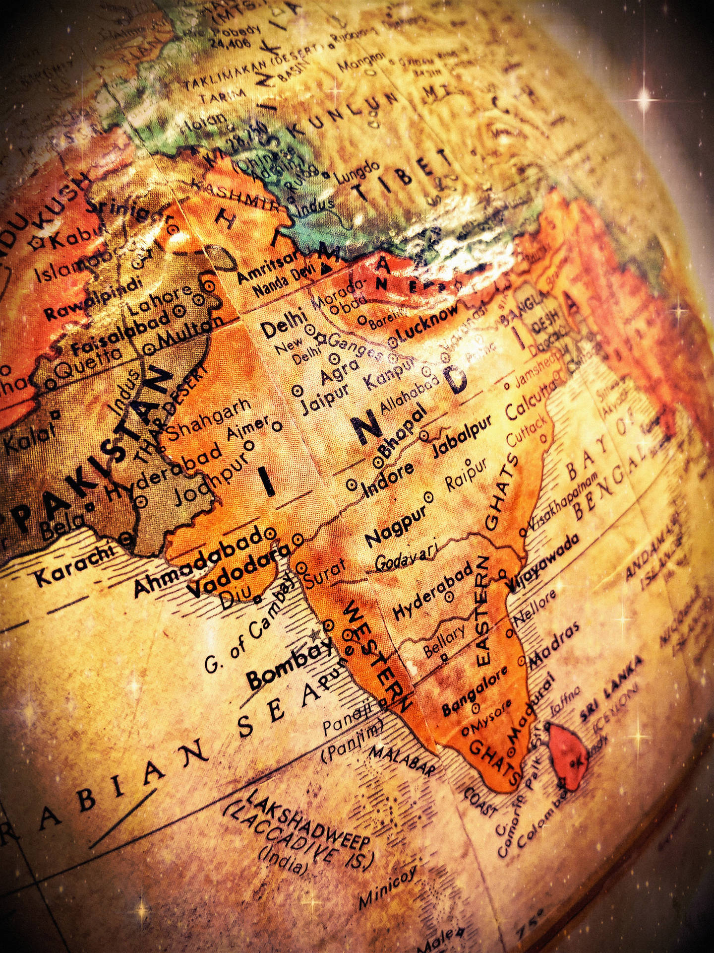 Detailed Map Of India On Globe Background