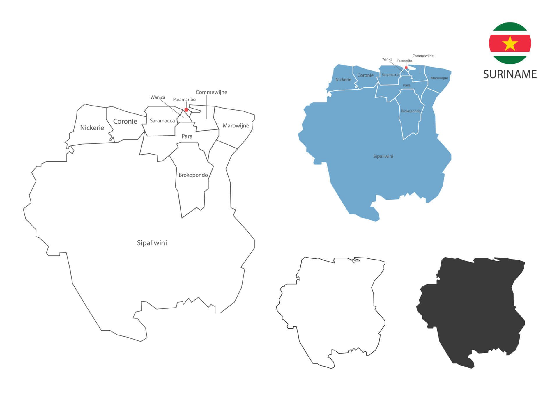 Detailed Map Of Paramaribo, Suriname Background