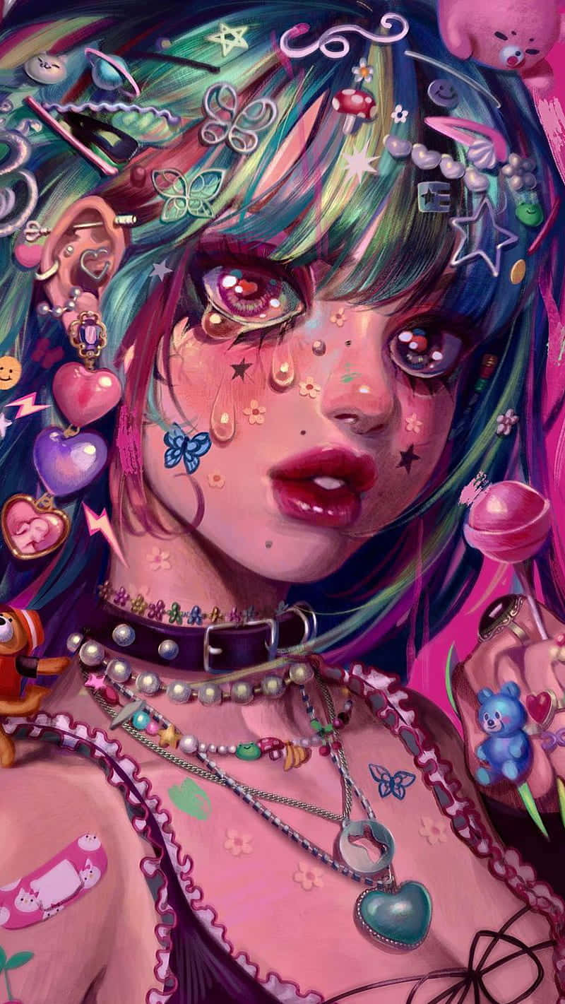 Detailed Pretty Girl Art Background
