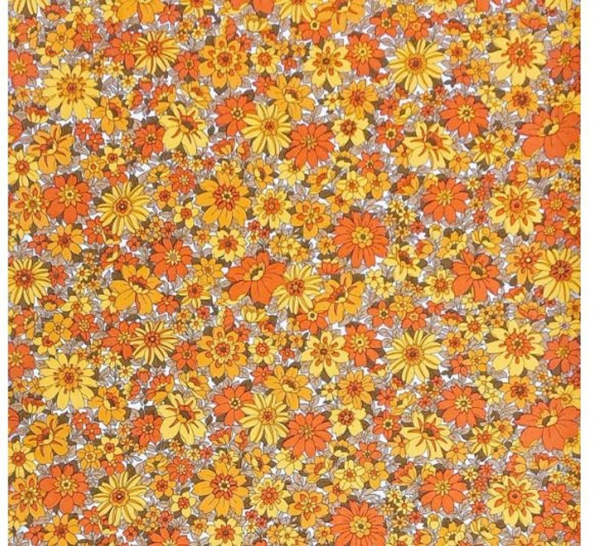 Detailed Yellow And Orange Floral Pattern Background