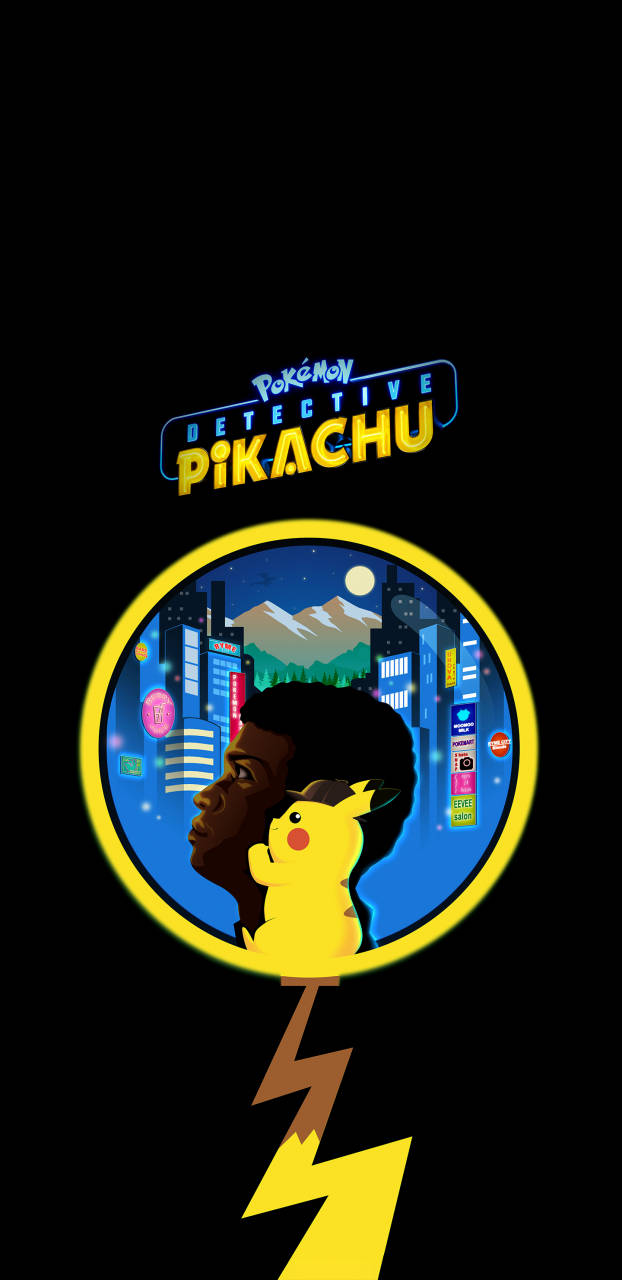 Detective Pikachu Together With A Man Background
