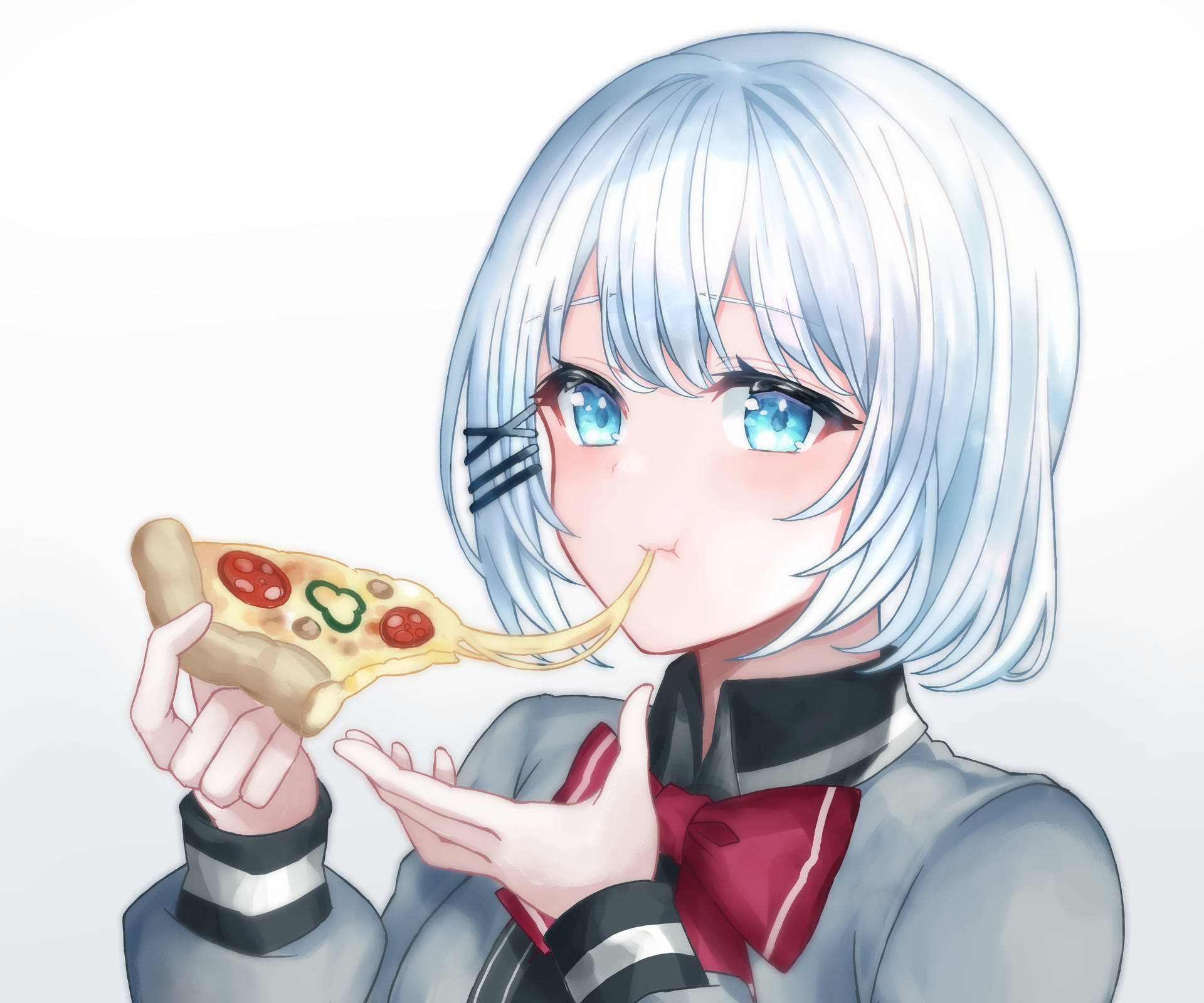 Detective Siesta Eating Pizza Background