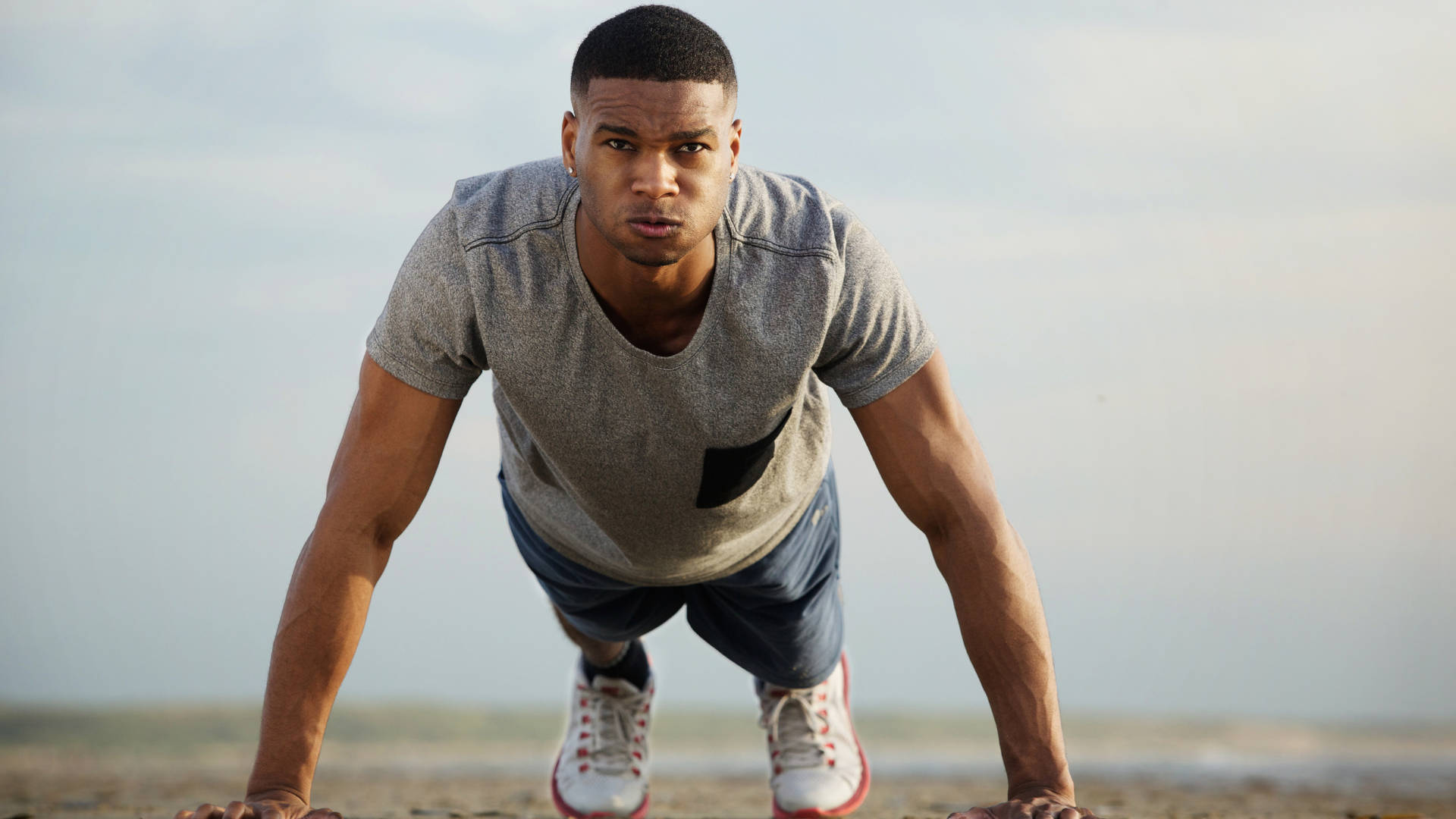 Determined African Man During Workout Background