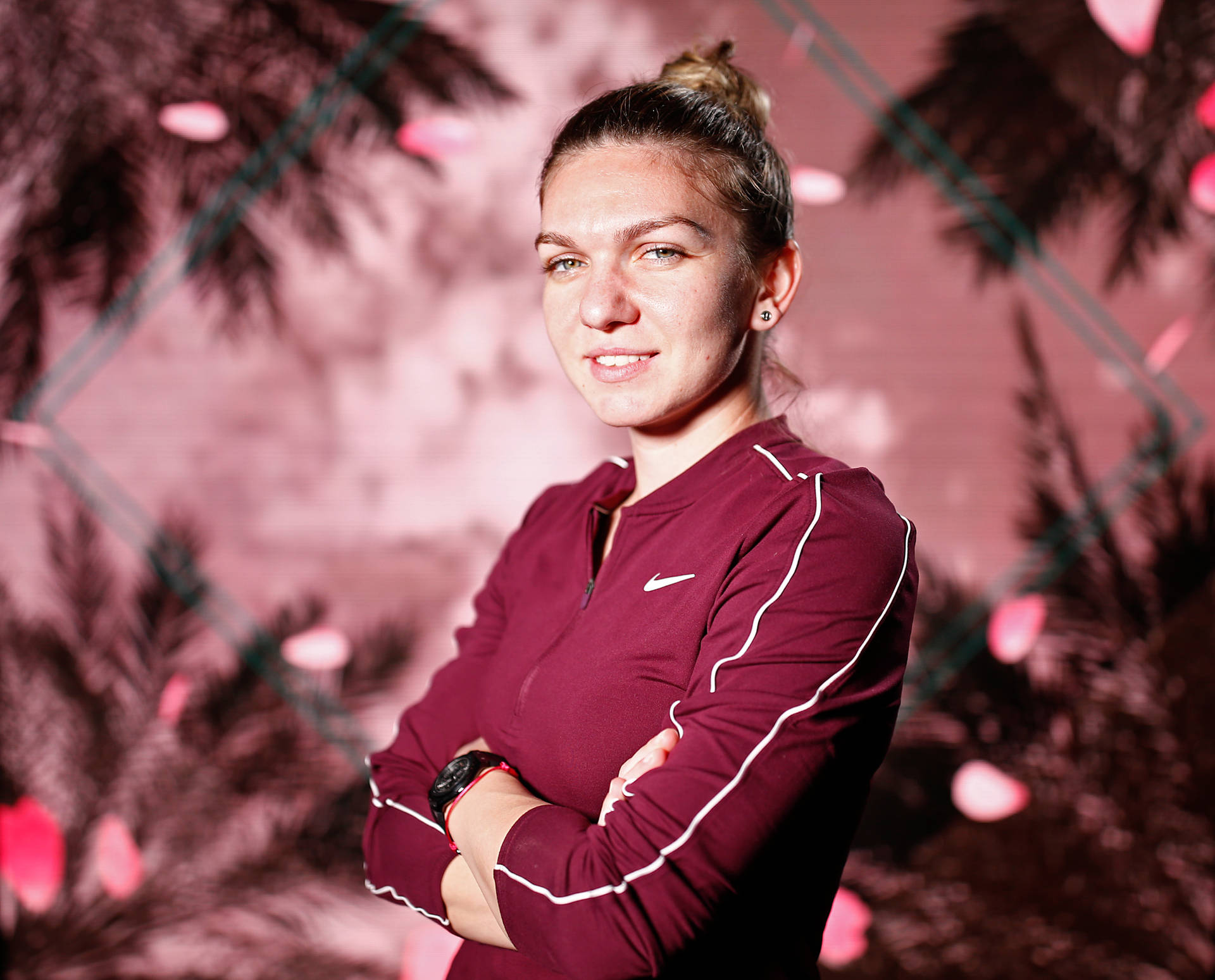 Determined And Focused - Simona Halep With Arms Crossed Background