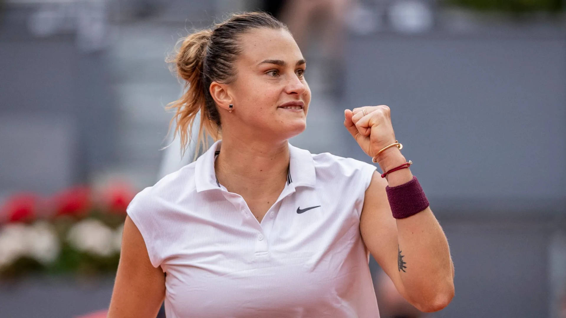 Determined Aryna Sabalenka Celebrating A Win