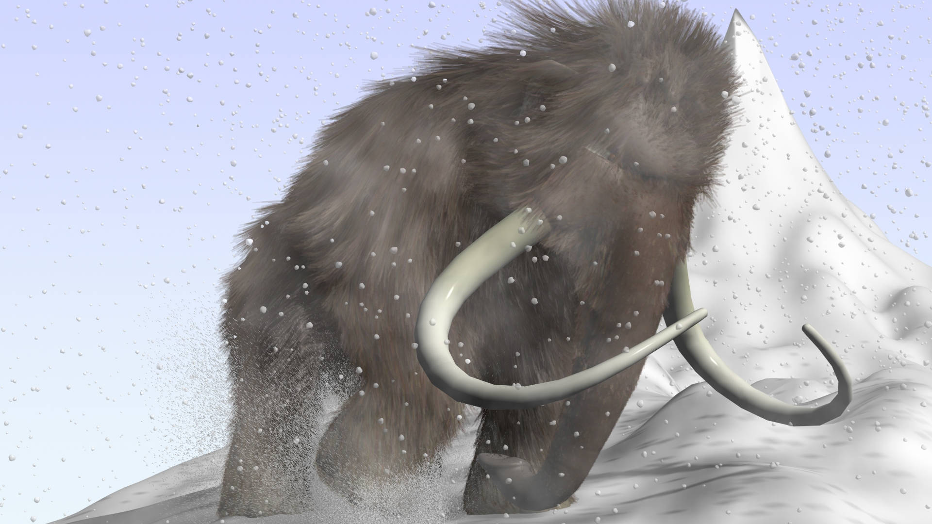 Determined Mammoth Conquering Blizzard Background