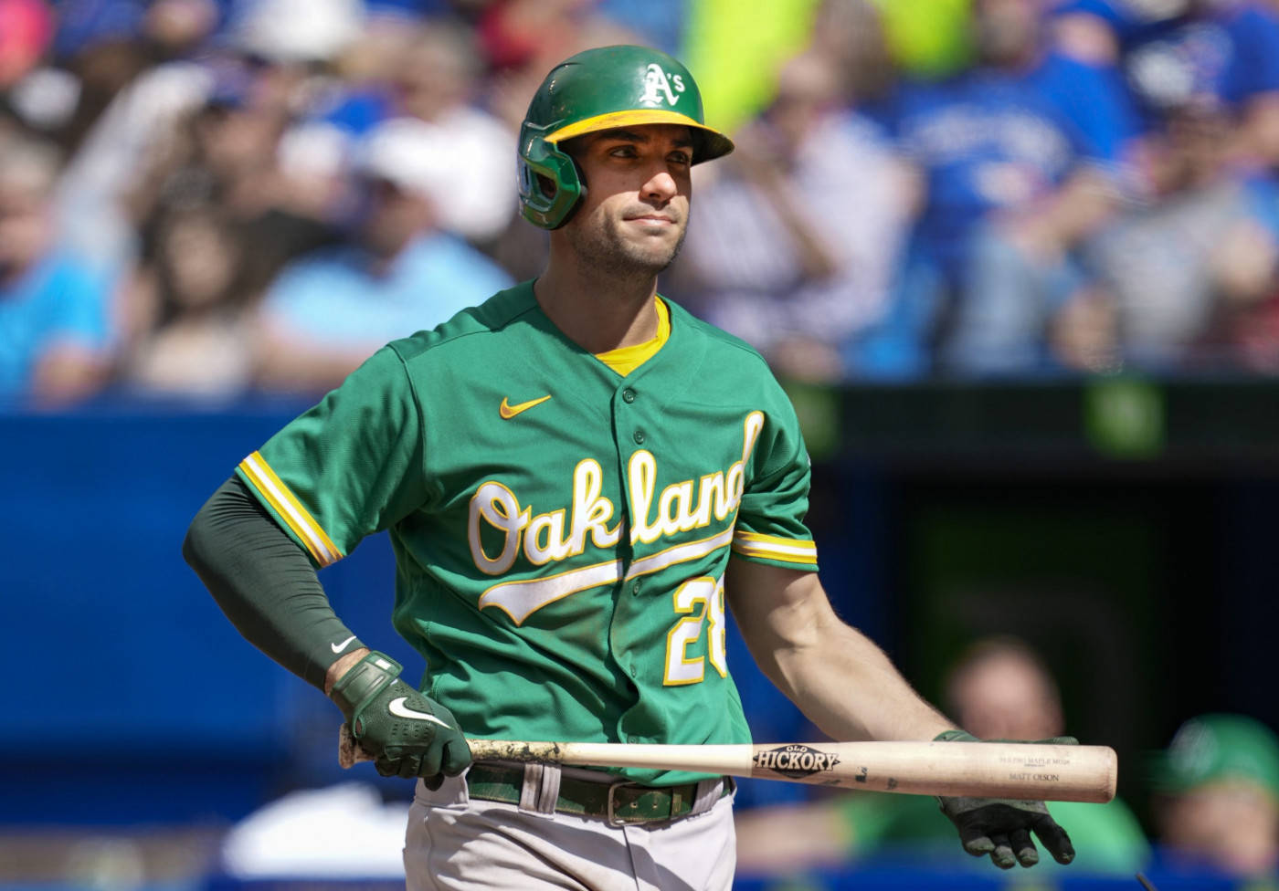 Determined Matt Olson Holding Baseball Bat