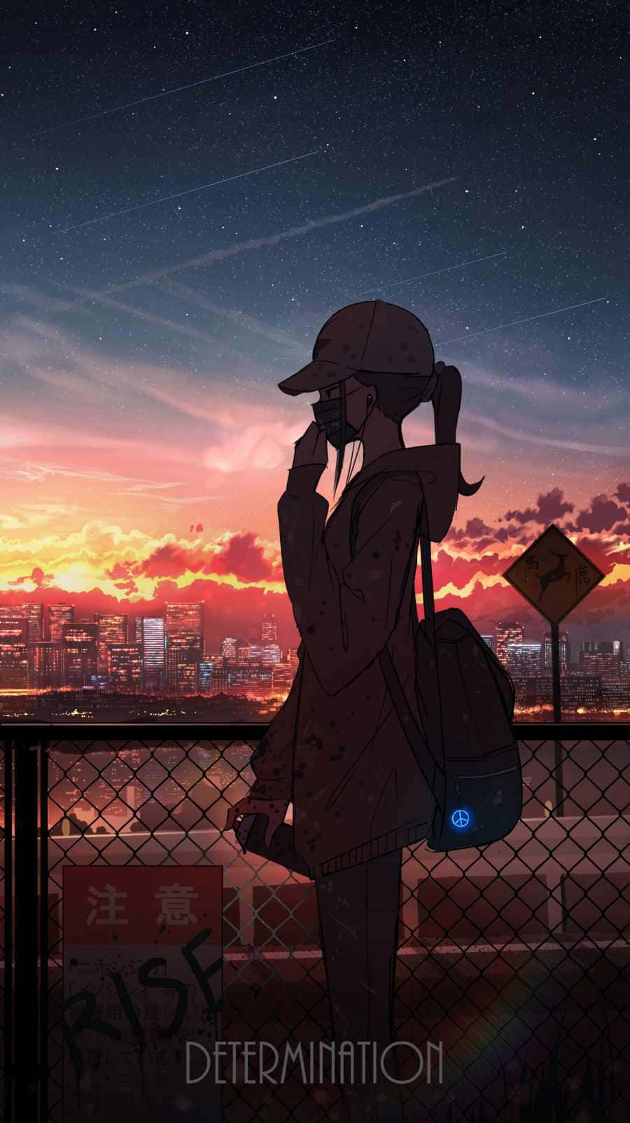 Determined Travelerat Sunset Background