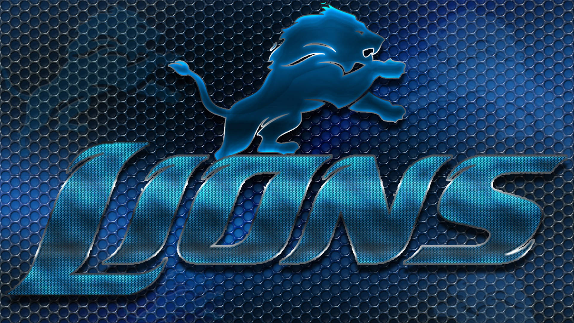 Detroit Lions Blue Honeycomb Logo Background