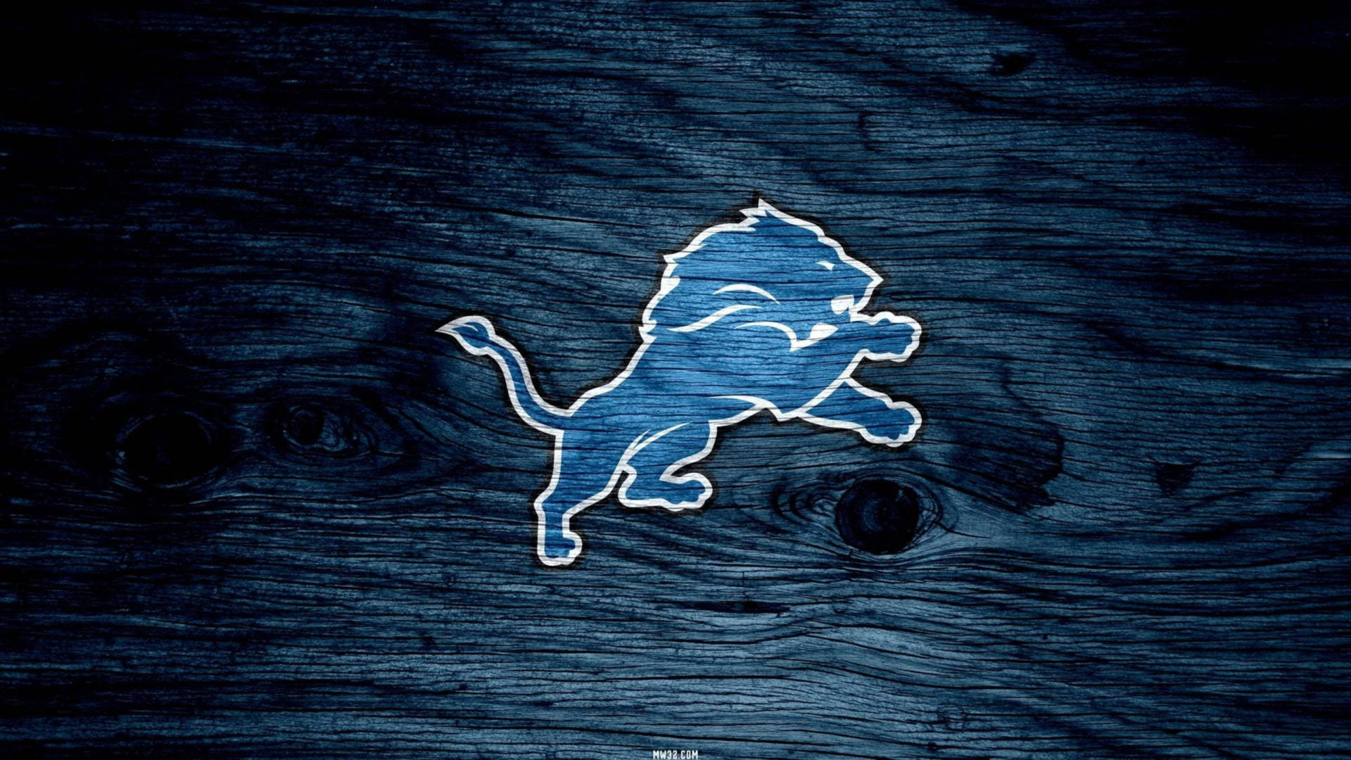 Detroit Lions Blue Wooden Logo Background
